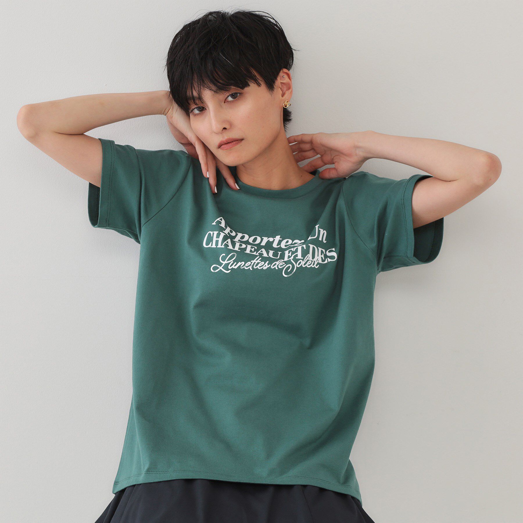 OPAQUE.CLIP「サーフロゴTシャツ【洗濯機洗い可】」|Tシャツ・カットソー|グリーン(024)