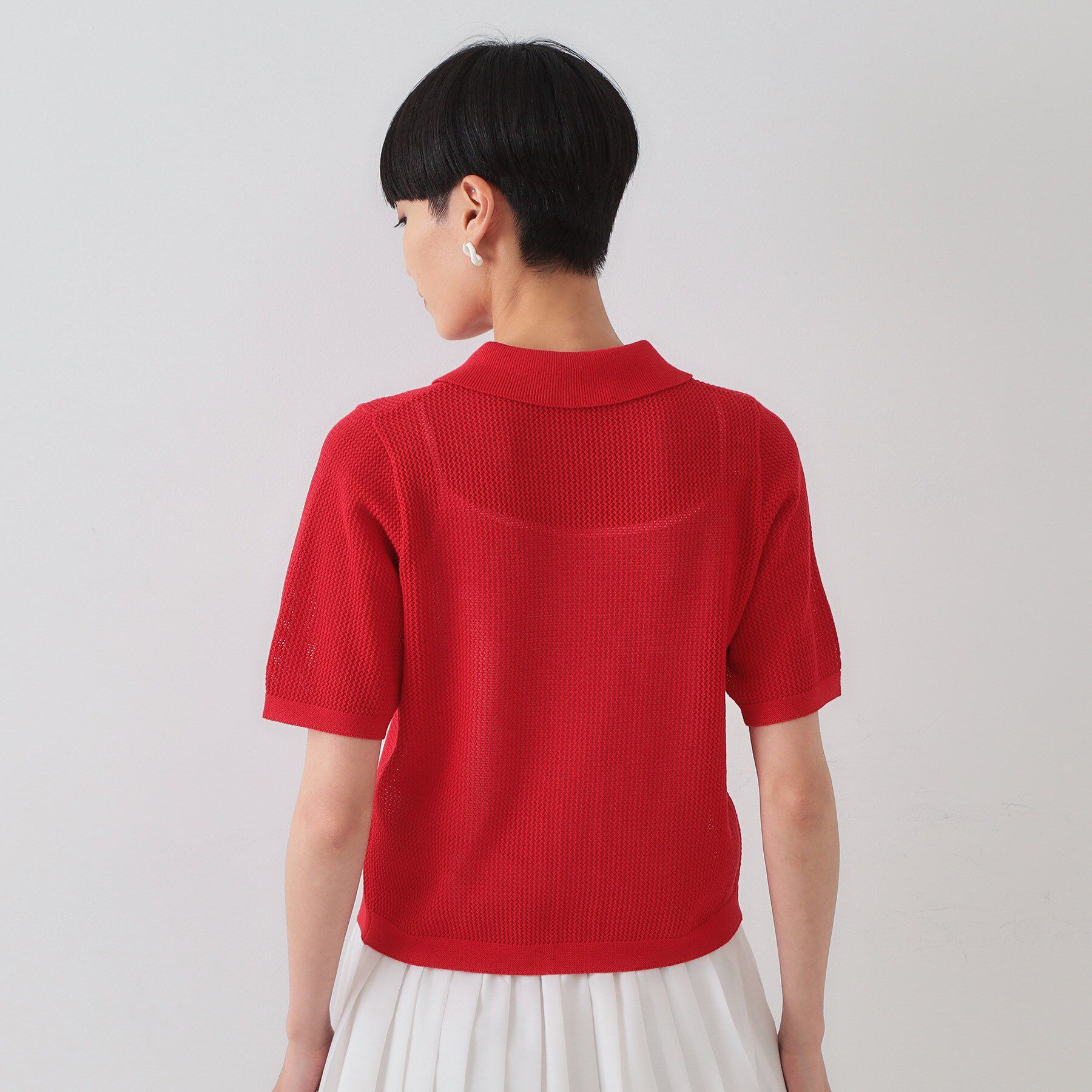 OPAQUE.CLIP「《CLASSY掲載》透かし編みポロニット【洗濯機洗い可】」|ニット・セーター|