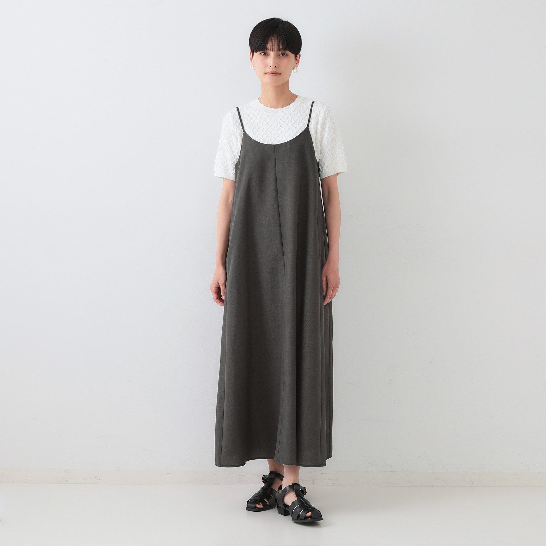 OPAQUE.CLIP「リネンライクキャミワンピース【洗濯機洗い可】」|ワンピース|
