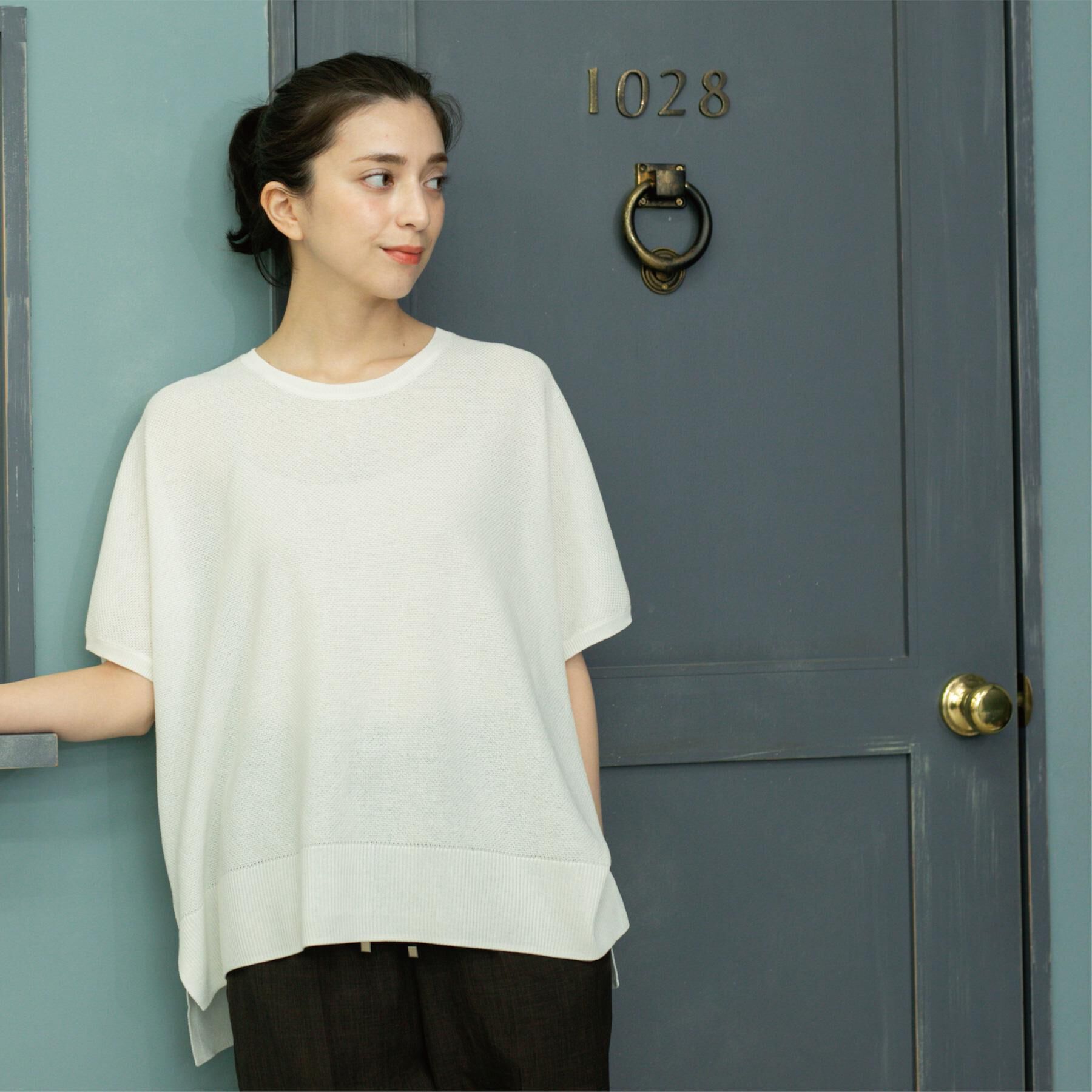 OPAQUE.CLIP「《5色展開/S-LLサイズ》リラクシーメッシュニット【洗濯機洗い可】」|ニット・セーター|