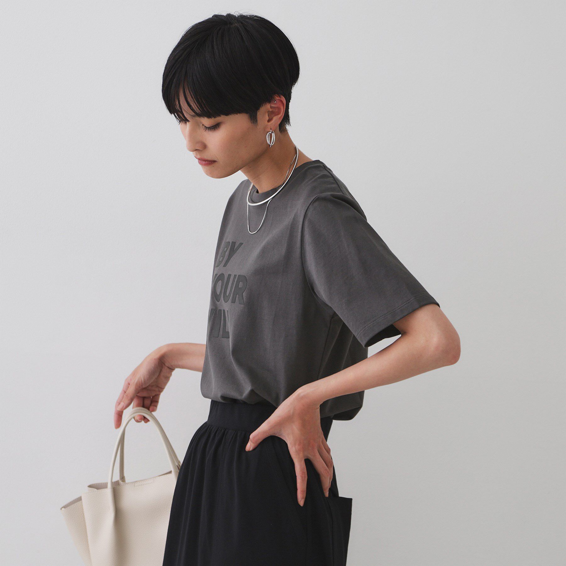 OPAQUE.CLIP「ロゴプリントTシャツ【洗濯機洗い可】」|Tシャツ・カットソー|