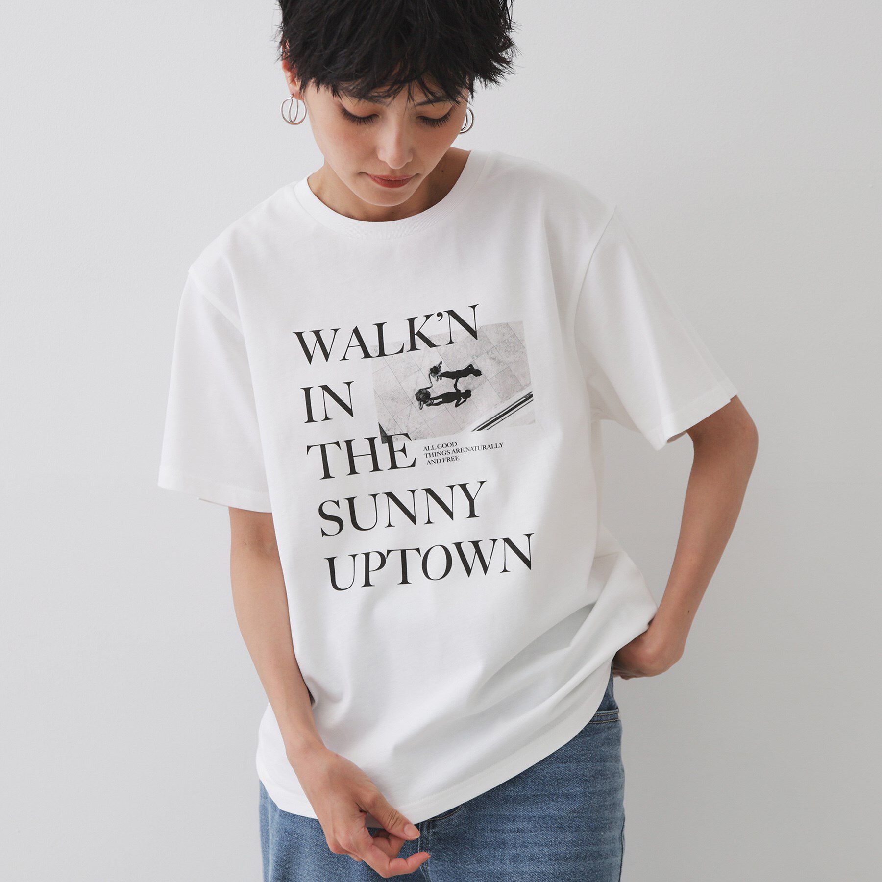 OPAQUE.CLIP「フォトプリントTシャツ【洗濯機洗い可】」|Tシャツ・カットソー|ホワイト(001)