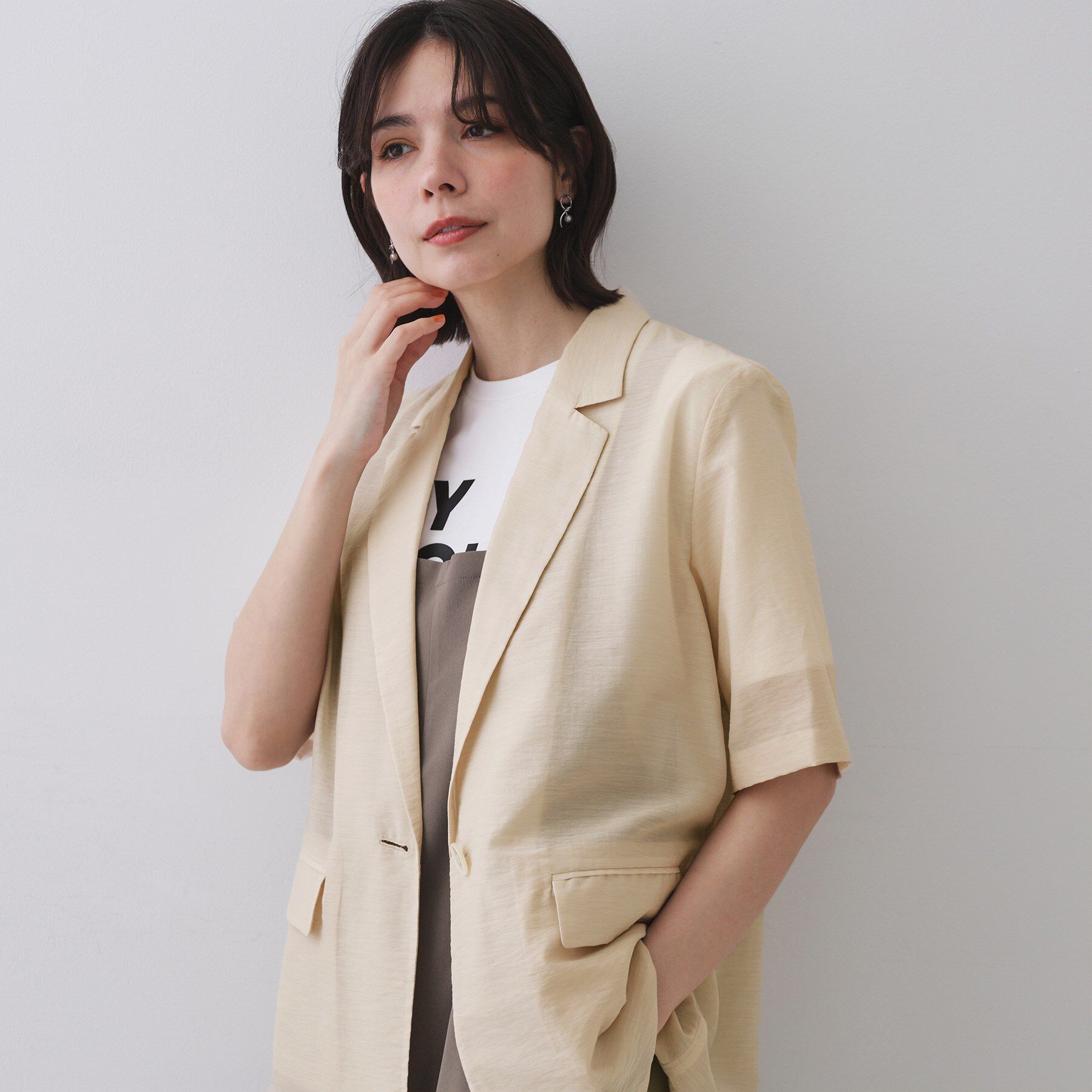 OPAQUE.CLIP「シアーハーフスリーブテーラードジャケット【洗える】」|テーラードジャケット|