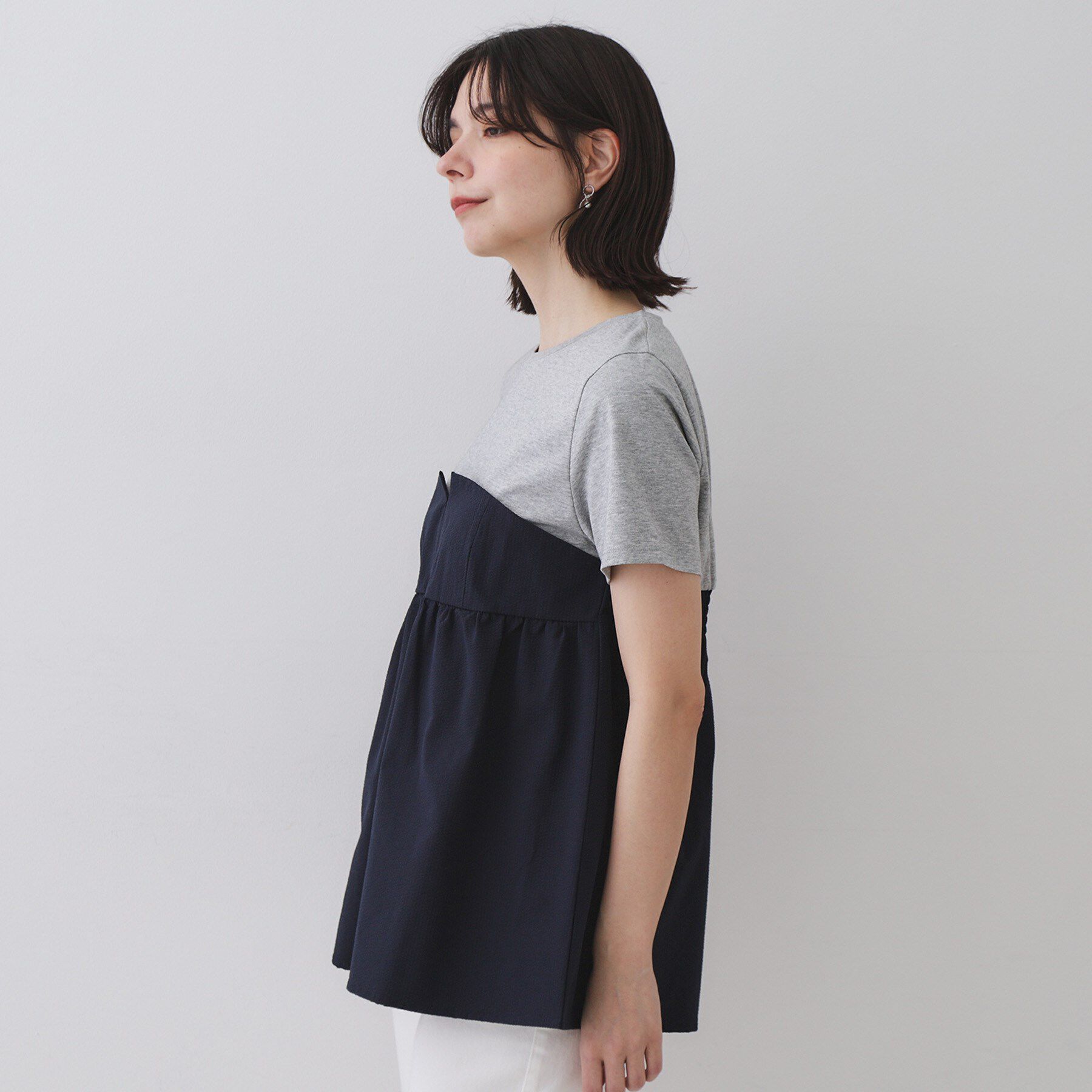 OPAQUE.CLIP「配色ビスチェドッキングカットソー【洗濯機洗い可】」|Tシャツ・カットソー|