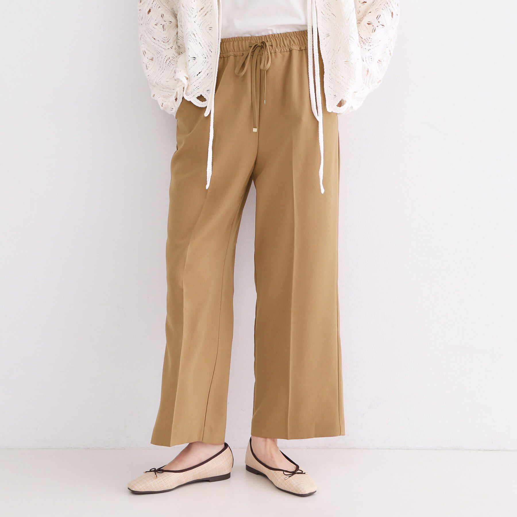 OPAQUE.CLIP「《丈が選べる/SS-LLサイズ》美脚ストレッチイージーワイドパンツ/セットアップ対応【防シワ/洗濯機」|その他|キャメルブラウン(0