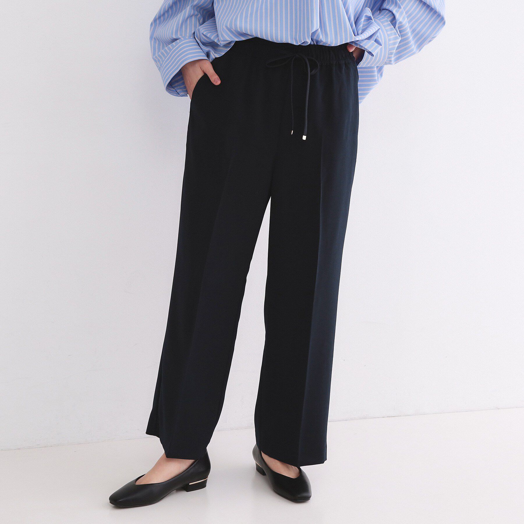 OPAQUE.CLIP「《丈が選べる/SS-LLサイズ》美脚ストレッチイージーワイドパンツ/セットアップ対応【防シワ/洗濯機」|その他|ネイビー(094)