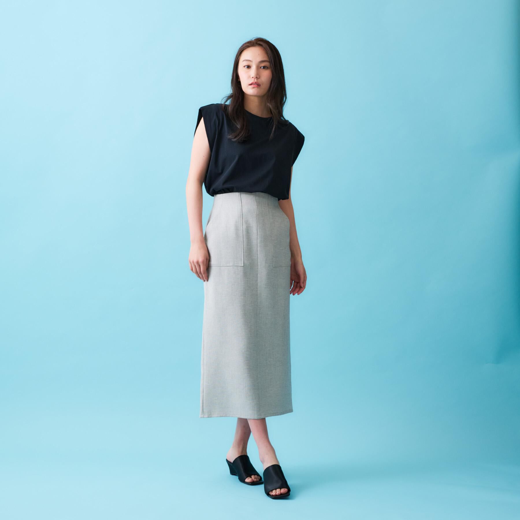 OPAQUE.CLIP「ボクシーノースリーブカットソー【洗濯機洗い可】」|Tシャツ・カットソー|