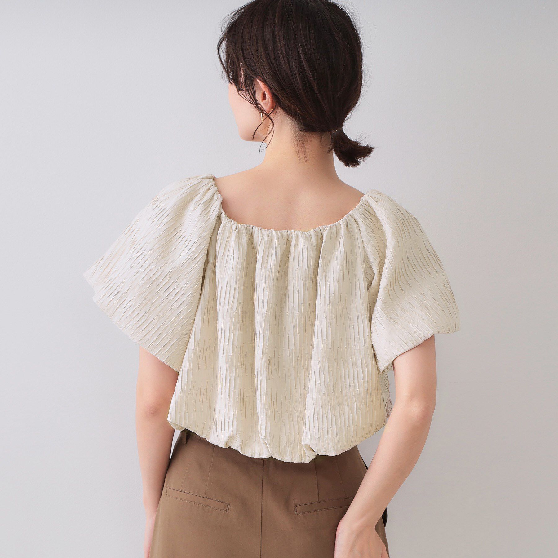 OPAQUE.CLIP「ふくれジャカードバルーンブラウス【洗濯機洗い可】」|シャツ・ブラウス|