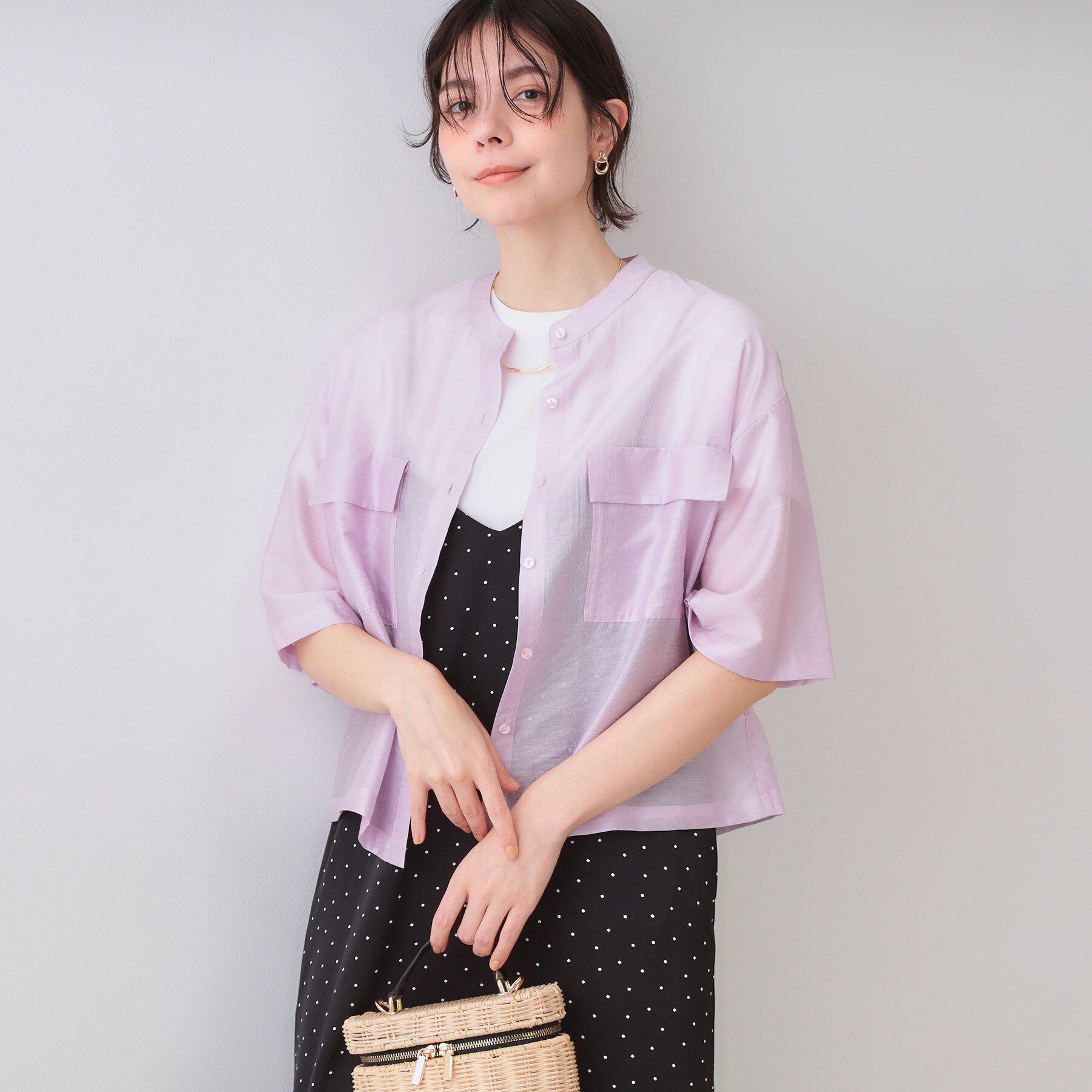 OPAQUE.CLIP「シアーダブルポケットシャツ【洗濯機洗い可】」|シャツ・ブラウス|ラベンダー(080)