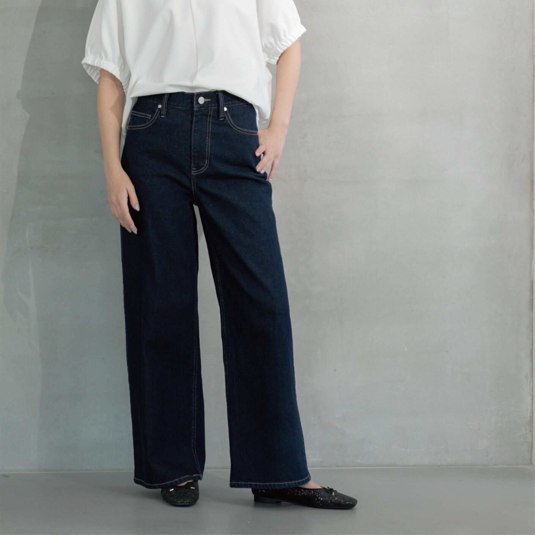 OPAQUE.CLIP「ストレッチバギーデニム【洗濯機洗い可】《SS～LL》」|デニム|