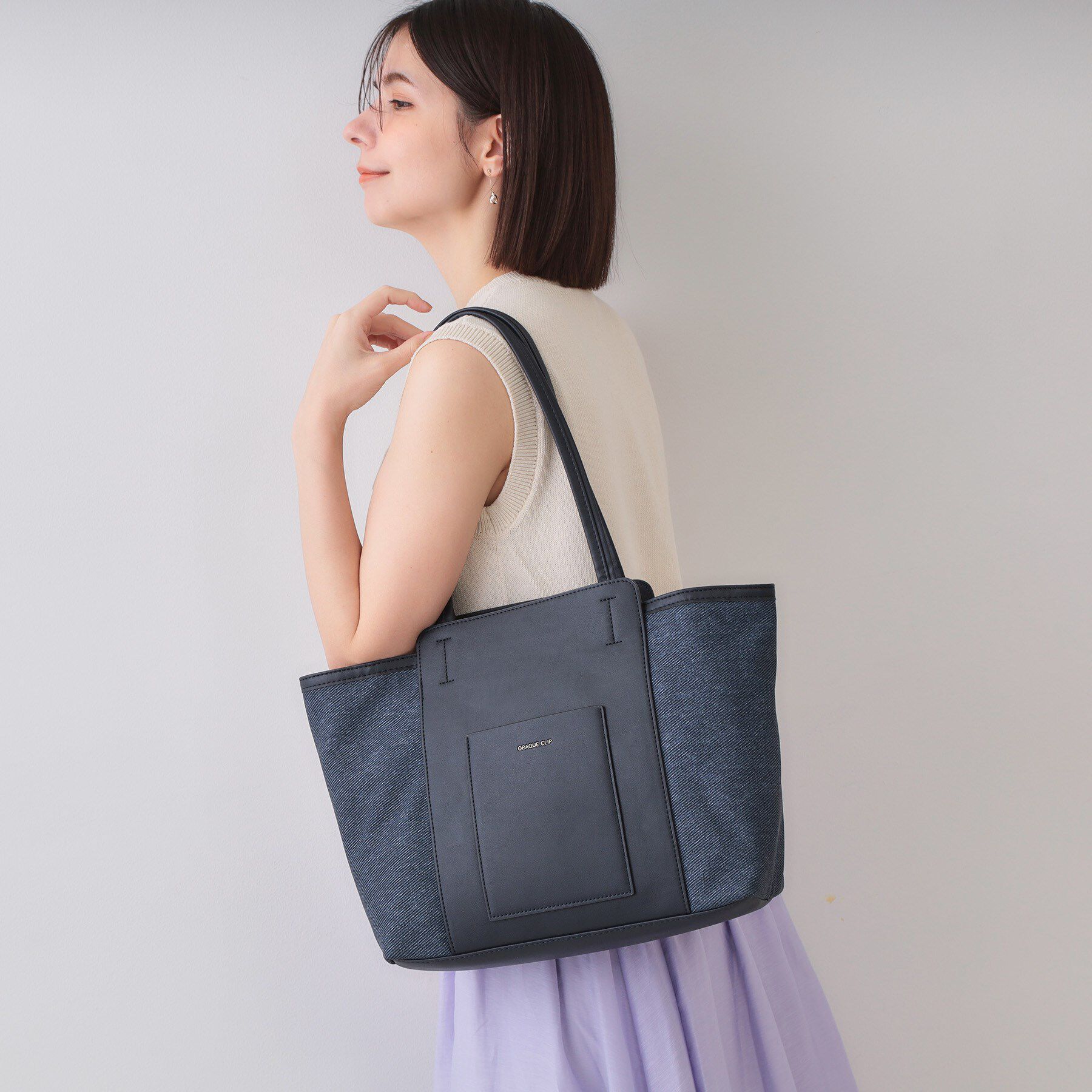 OPAQUE.CLIP「【A4サイズ対応/多ポケット】キャンバス調合皮トートバッグ」|トートバッグ|