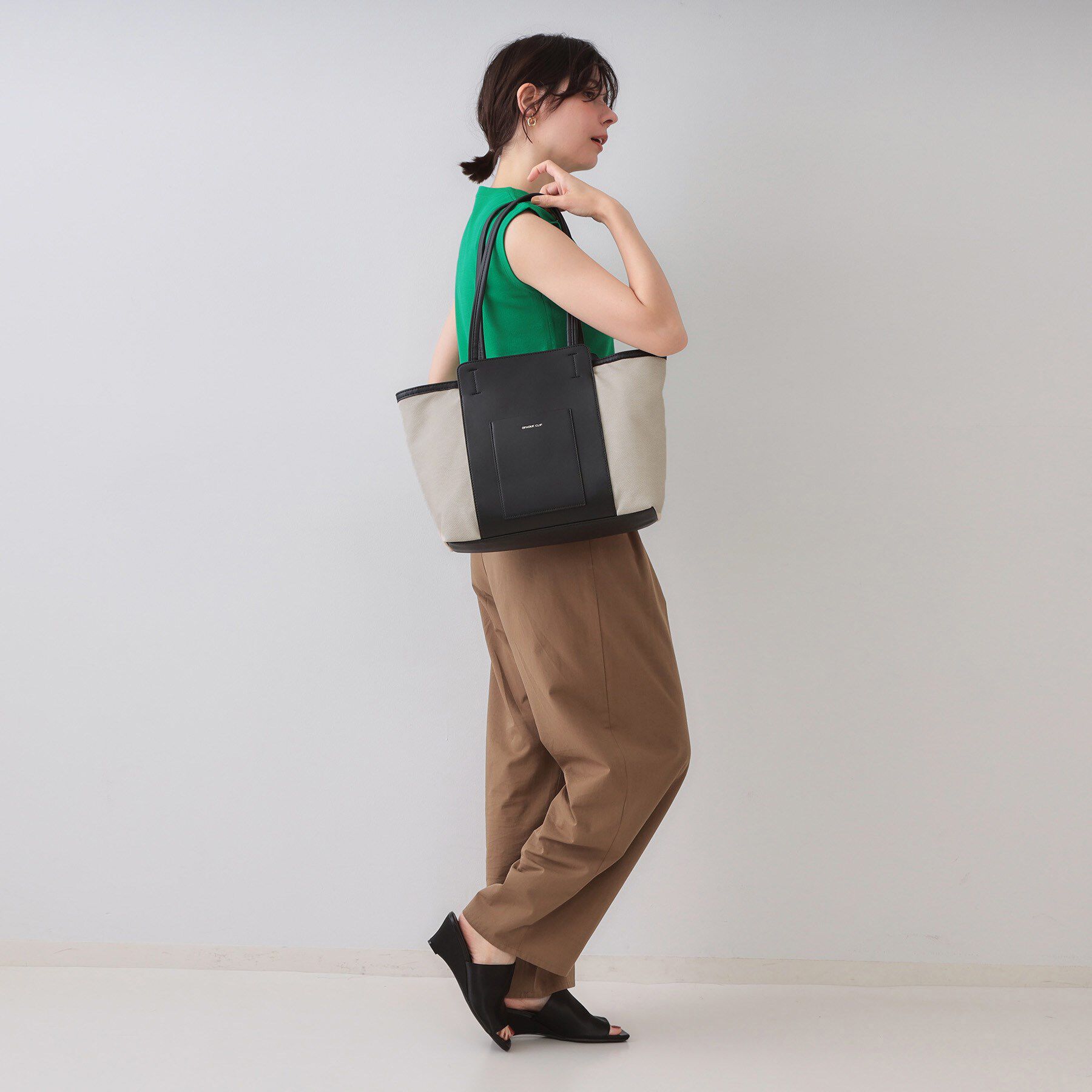 OPAQUE.CLIP「【A4サイズ対応/多ポケット】キャンバス調合皮トートバッグ」|トートバッグ|