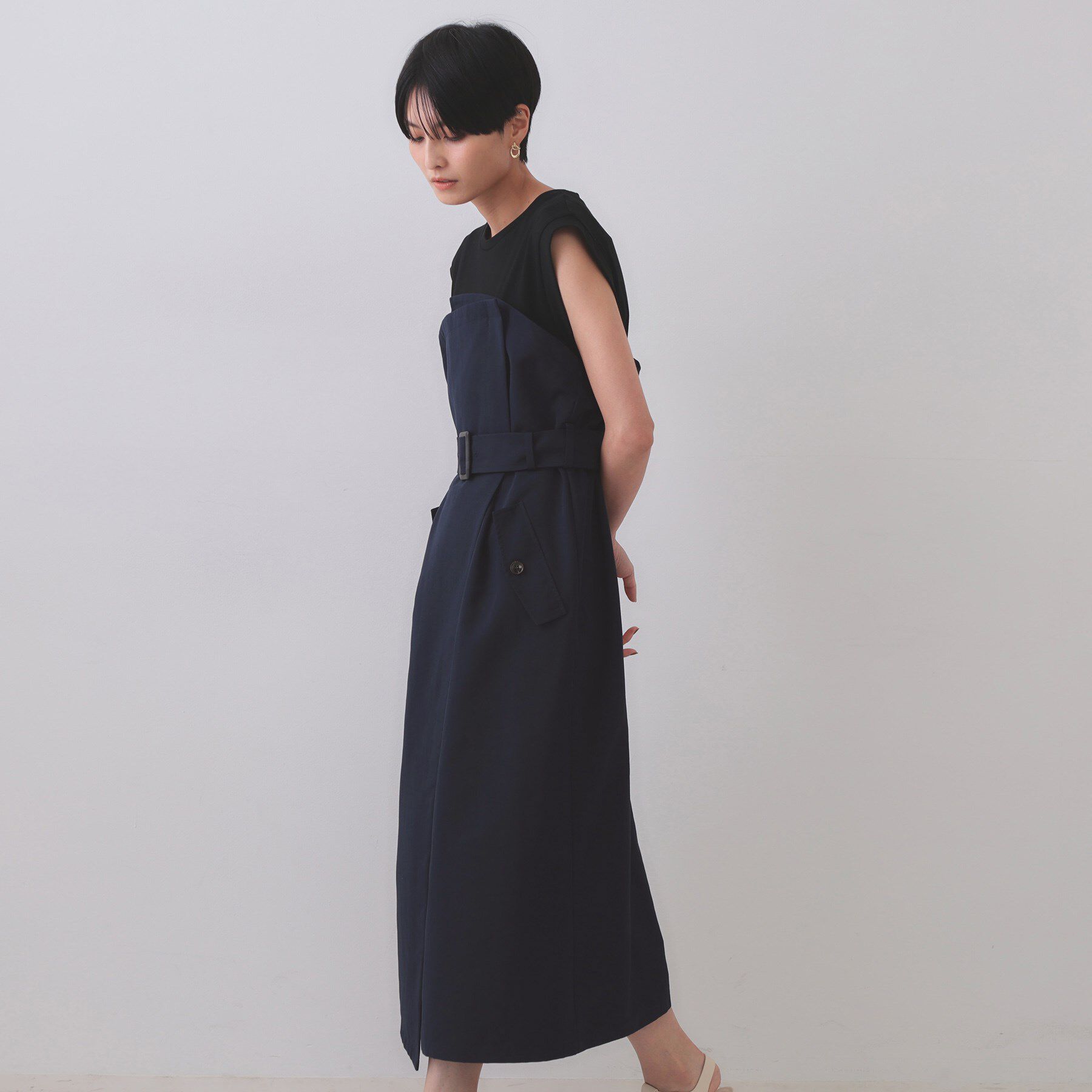 OPAQUE.CLIP「トレンチ風ベアドッキングワンピース【洗濯機洗い可】」|ワンピース|