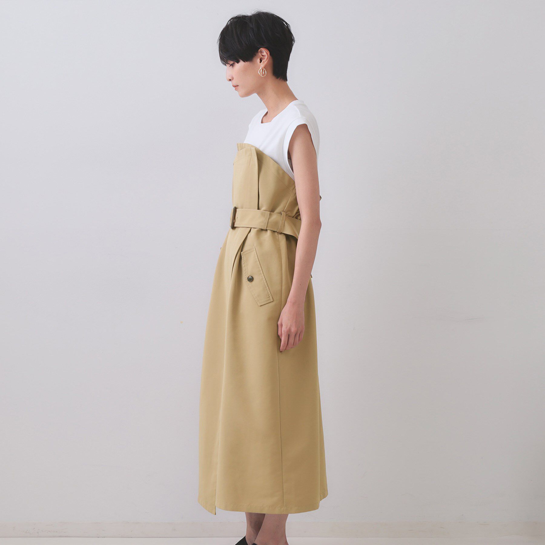 OPAQUE.CLIP「トレンチ風ベアドッキングワンピース【洗濯機洗い可】」|ワンピース|