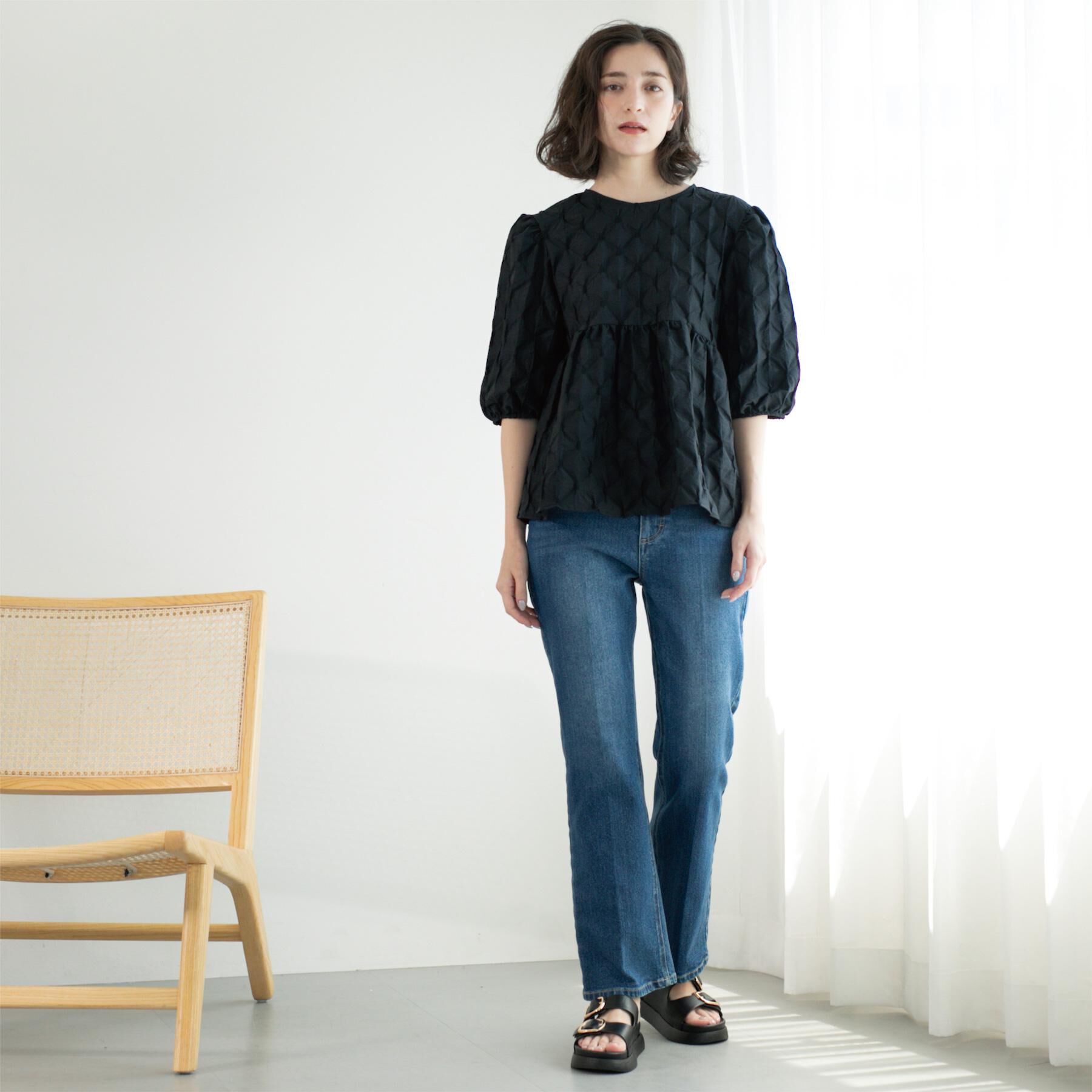 OPAQUE.CLIP「ふくれジャカードペプラムブラウス【洗濯機洗い可】」|シャツ・ブラウス|