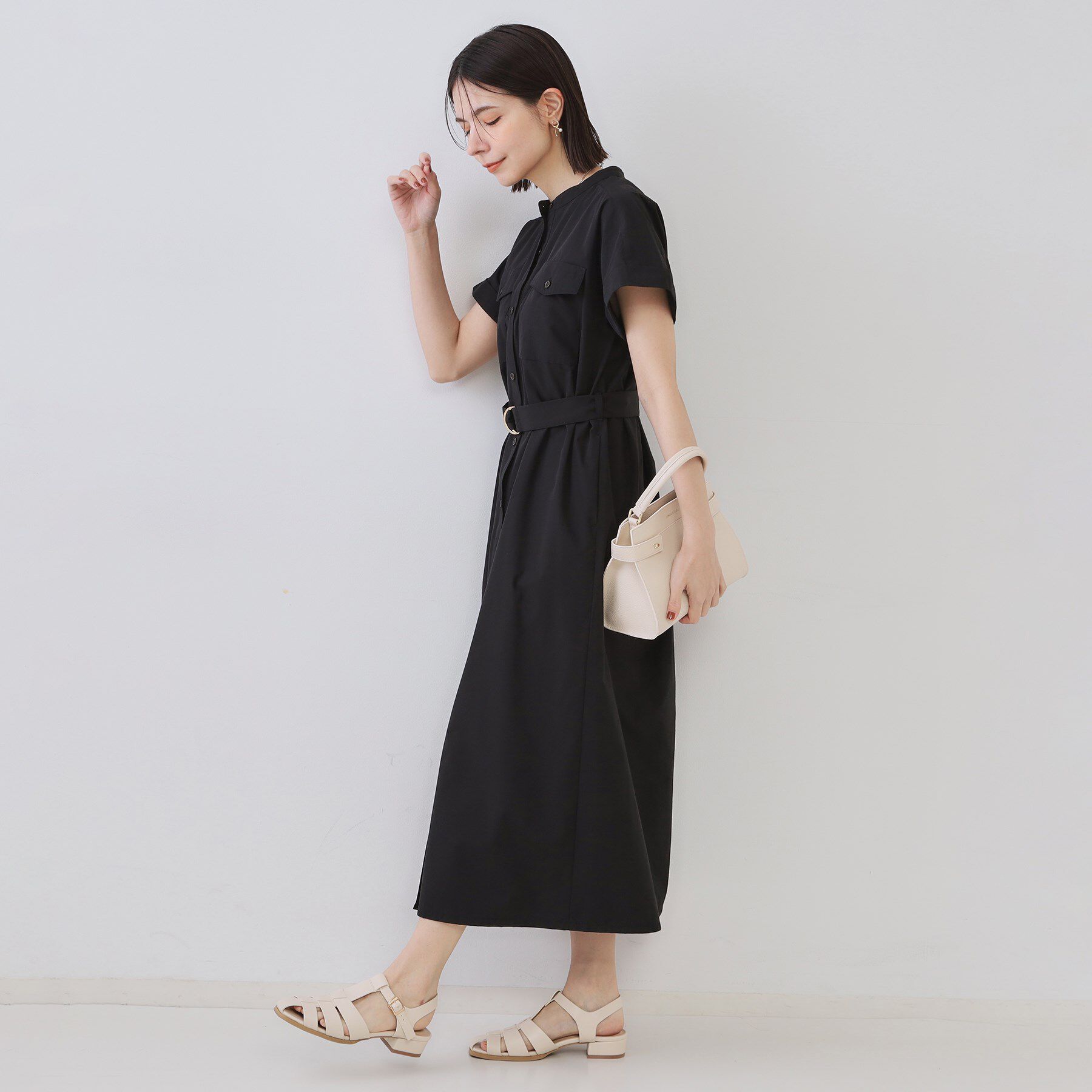 OPAQUE.CLIP「ダブルポケットシャツワンピース【洗濯機洗い可】」|ワンピース|