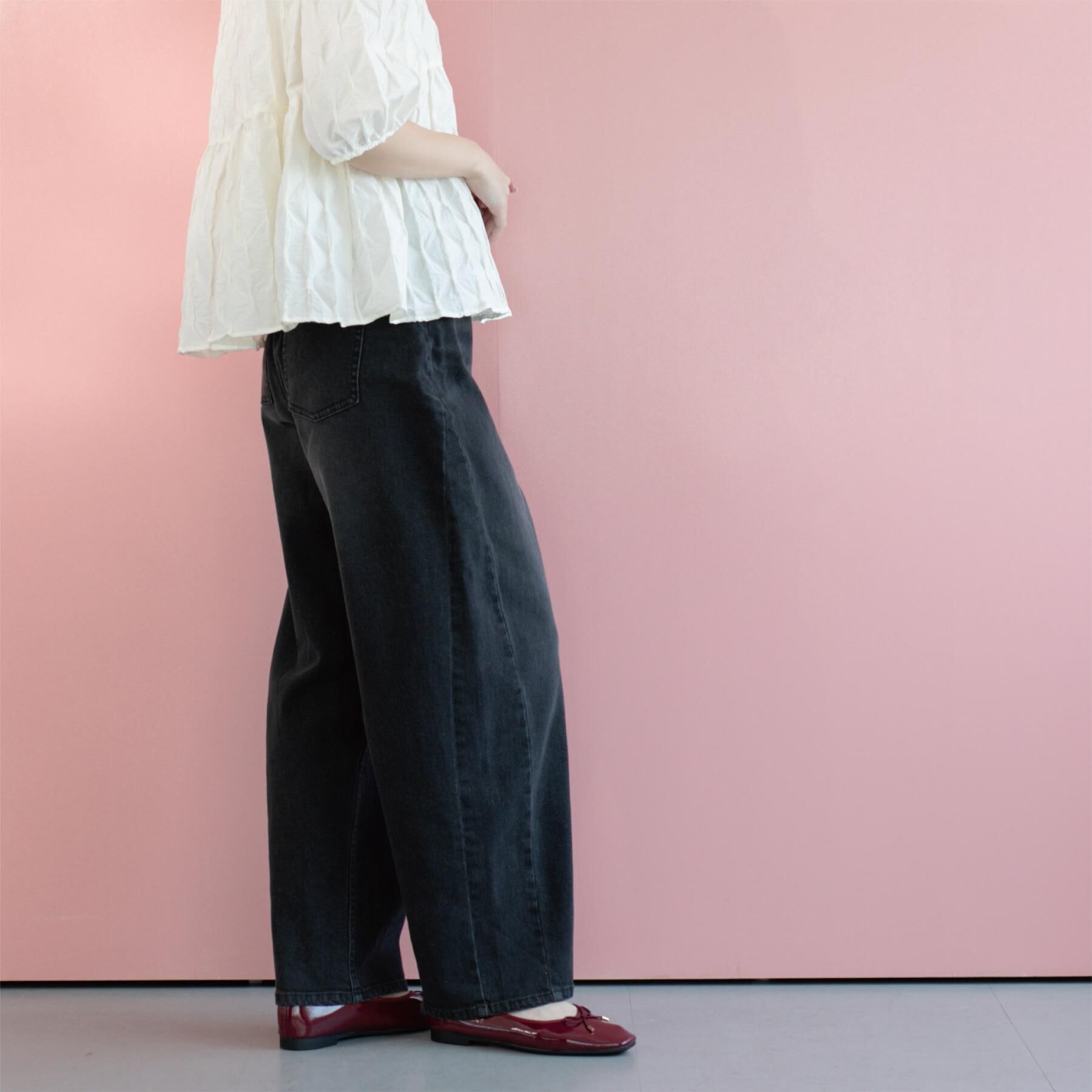 OPAQUE.CLIP「ストレッチバレルレッグデニム【洗濯機洗い可】」|デニム|スミクロ(018)