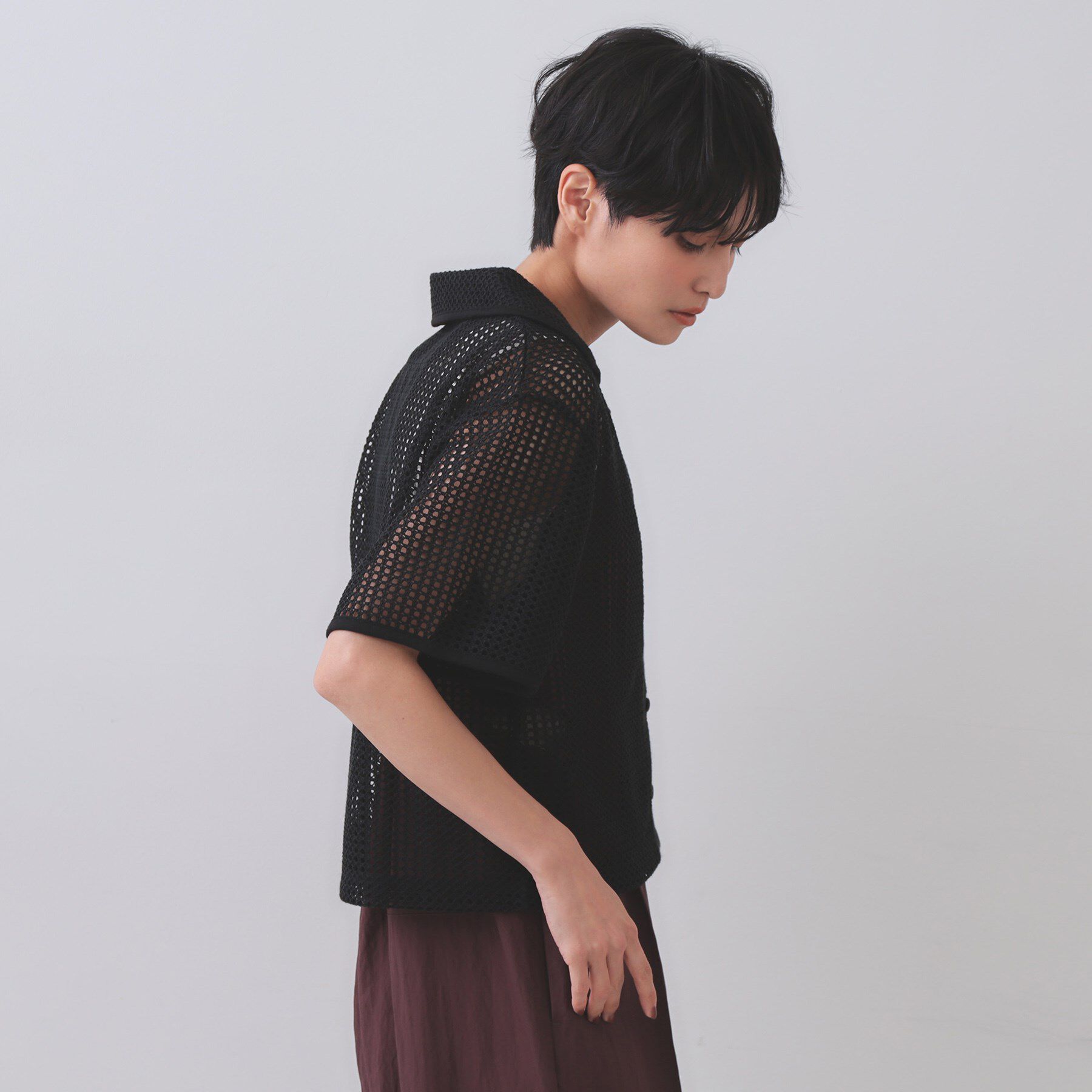 OPAQUE.CLIP「メッシュ開襟シャツ【洗濯機洗い可】」|シャツ・ブラウス|