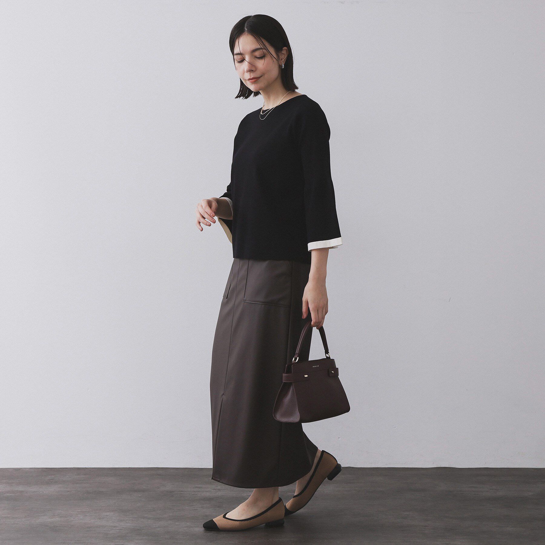 OPAQUE.CLIP「配色フレアスリーブニット【UVケア/洗濯機OK】」|ニット・セーター|