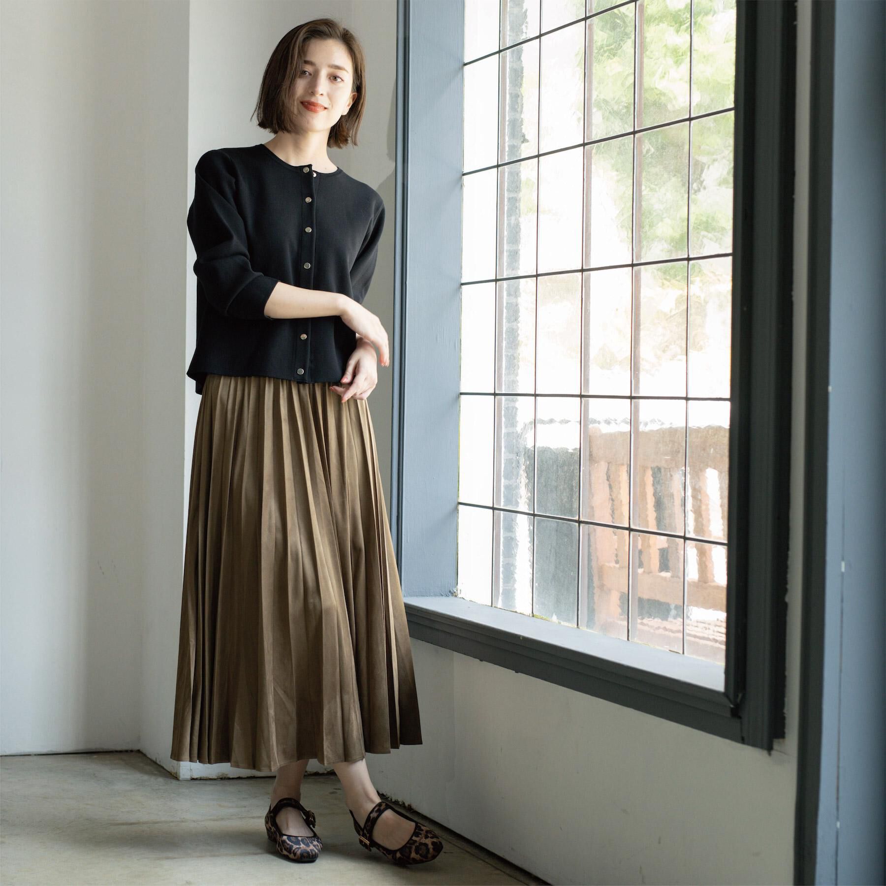 OPAQUE.CLIP「フェイクスウェードプリーツスカート【静電気防止加工/洗濯機OK】」|スカート|