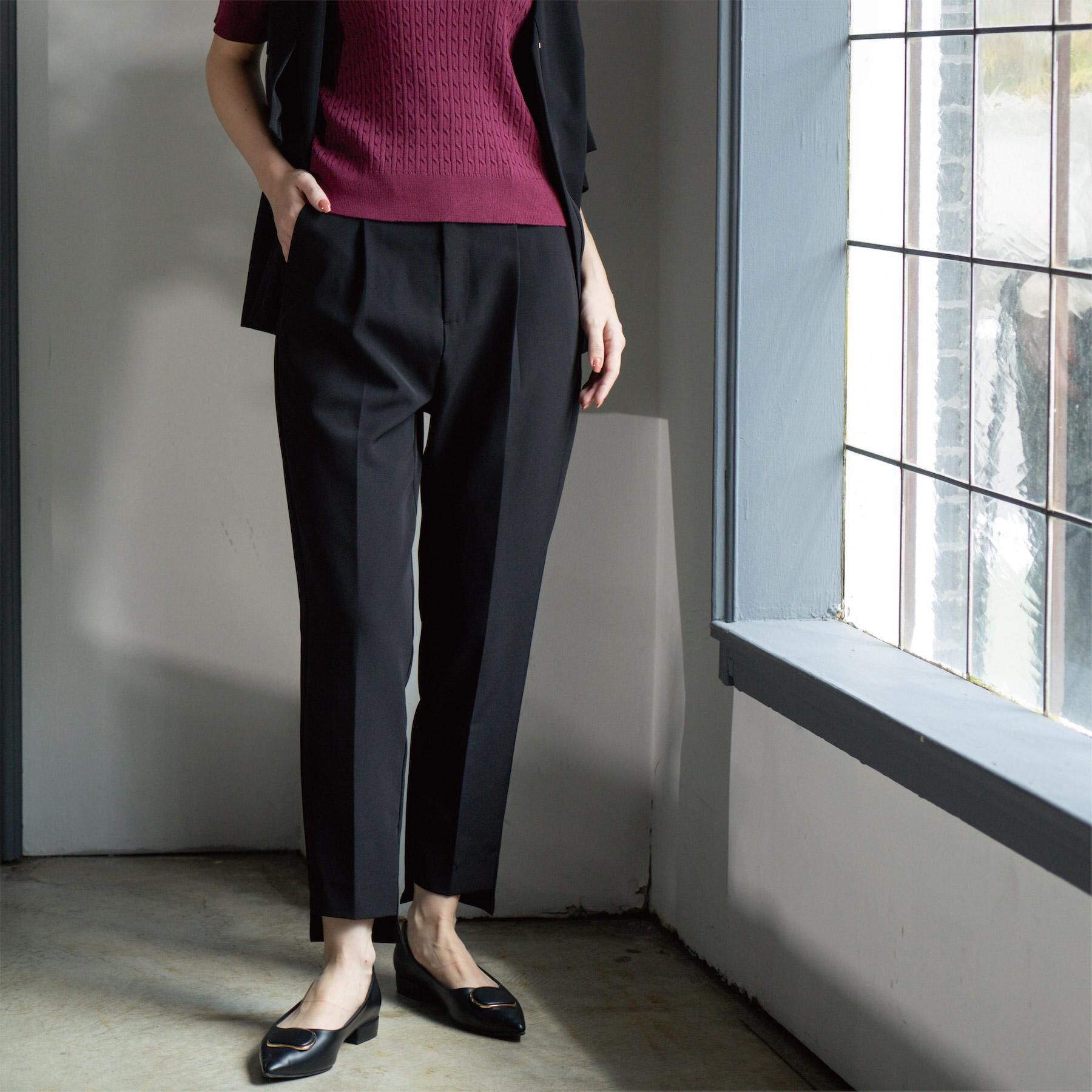 OPAQUE.CLIP「ステップヘムテーパードパンツ/セットアップ対応可【洗濯機洗い可】」|その他|ブラック(019)