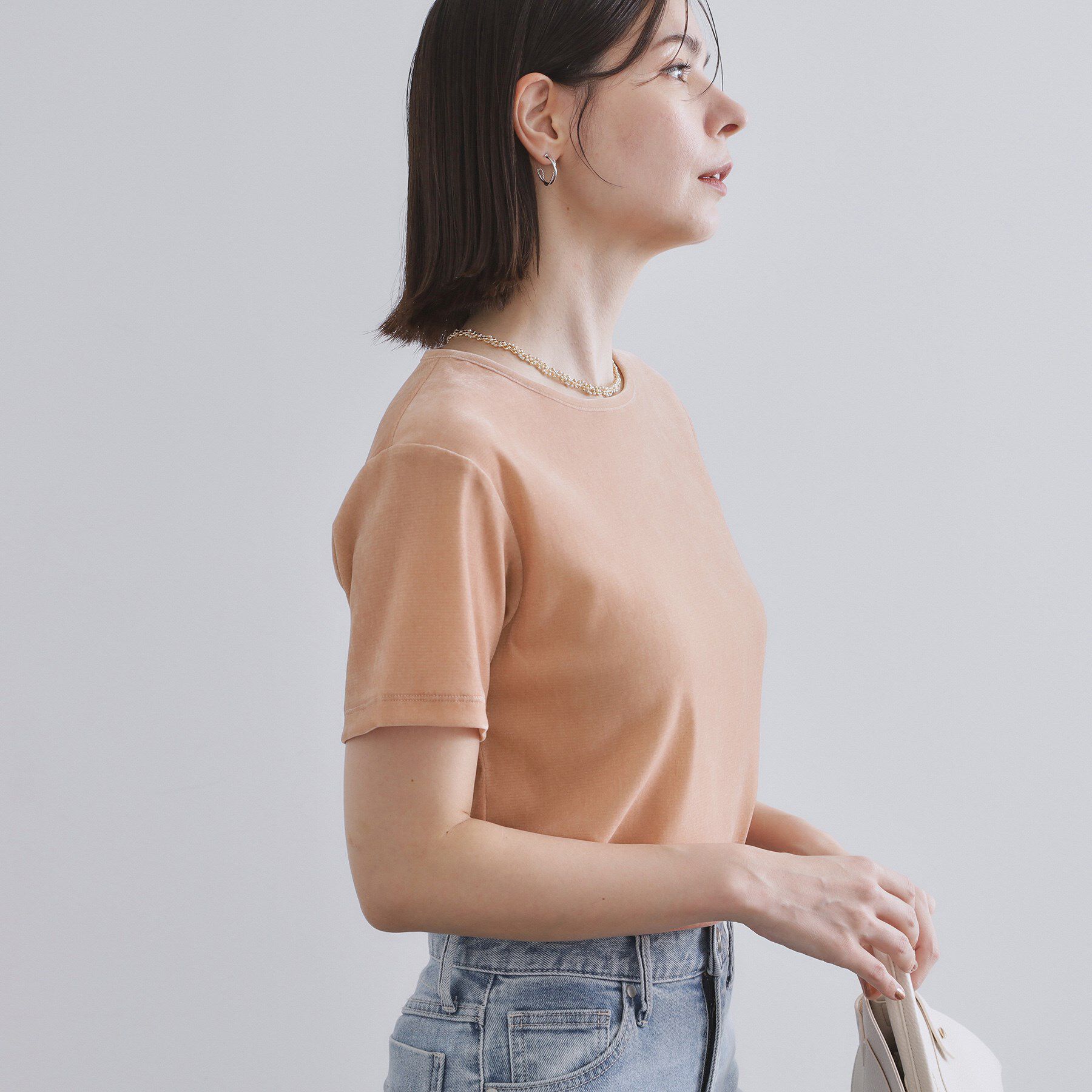 OPAQUE.CLIP「フロッキーチュールTシャツ【洗濯機洗い可】」|Tシャツ・カットソー|