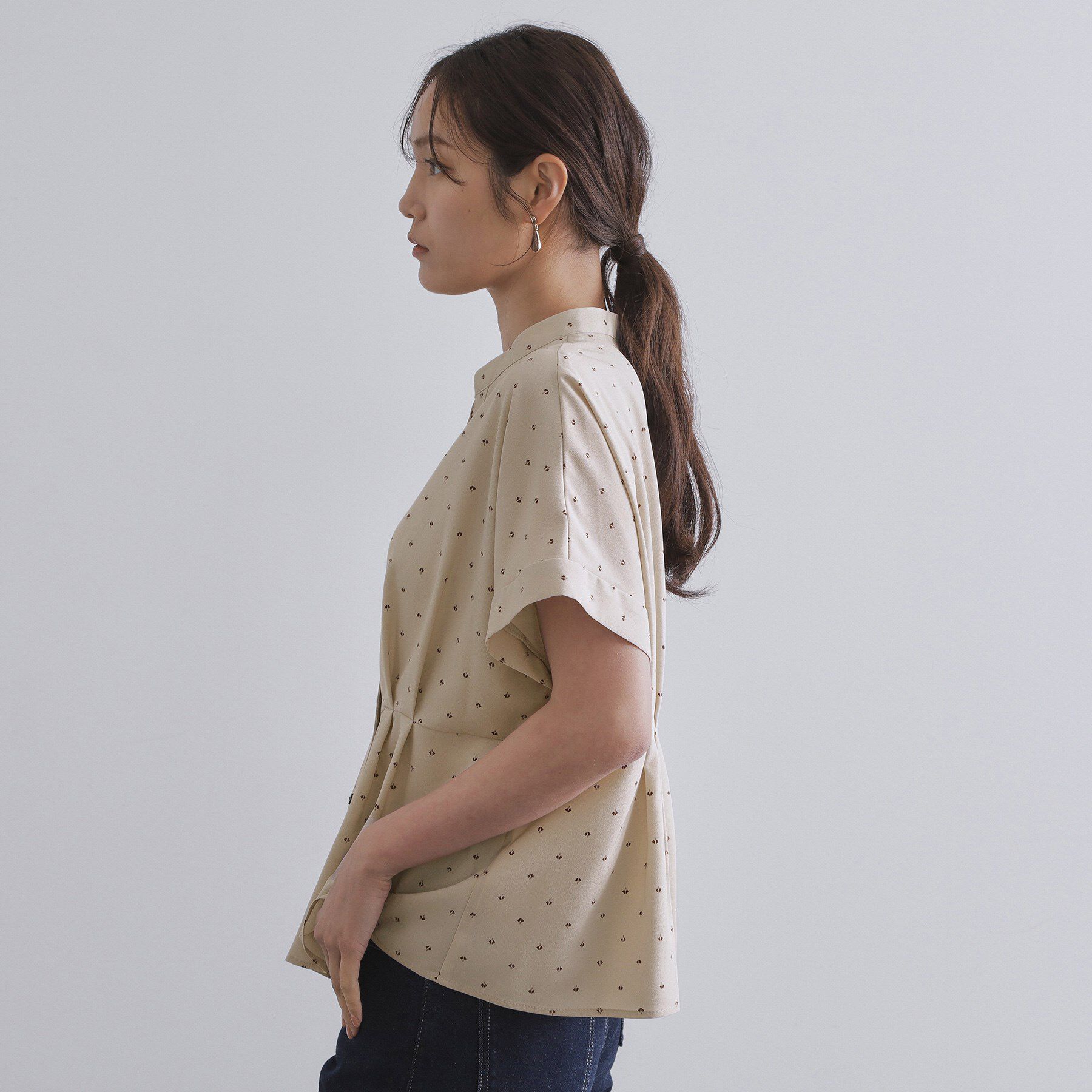 OPAQUE.CLIP「プリントペプラムブラウス【洗濯機洗い可】」|シャツ・ブラウス|