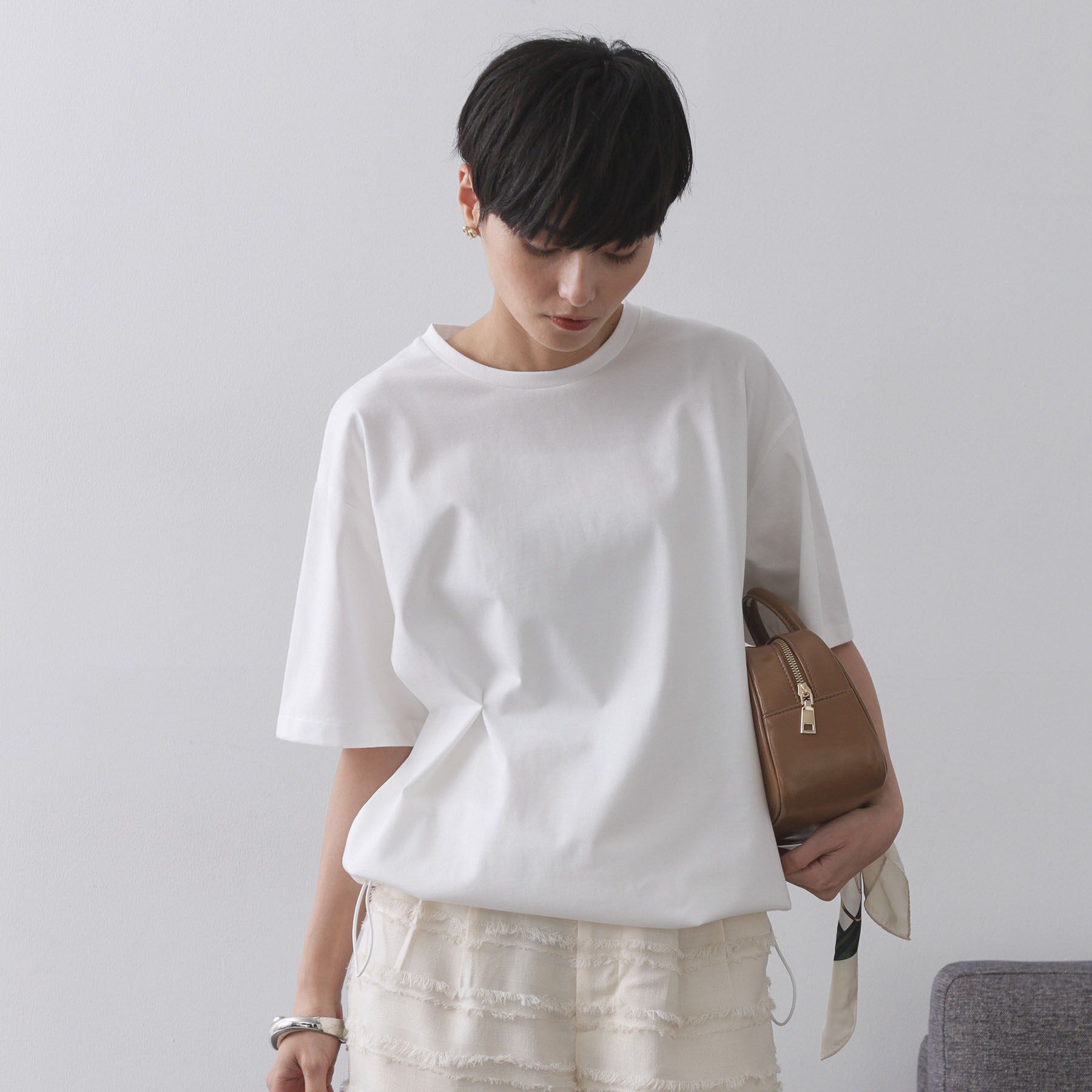 OPAQUE.CLIP「裾ドロストTシャツ【洗濯機洗い可】」|Tシャツ・カットソー|