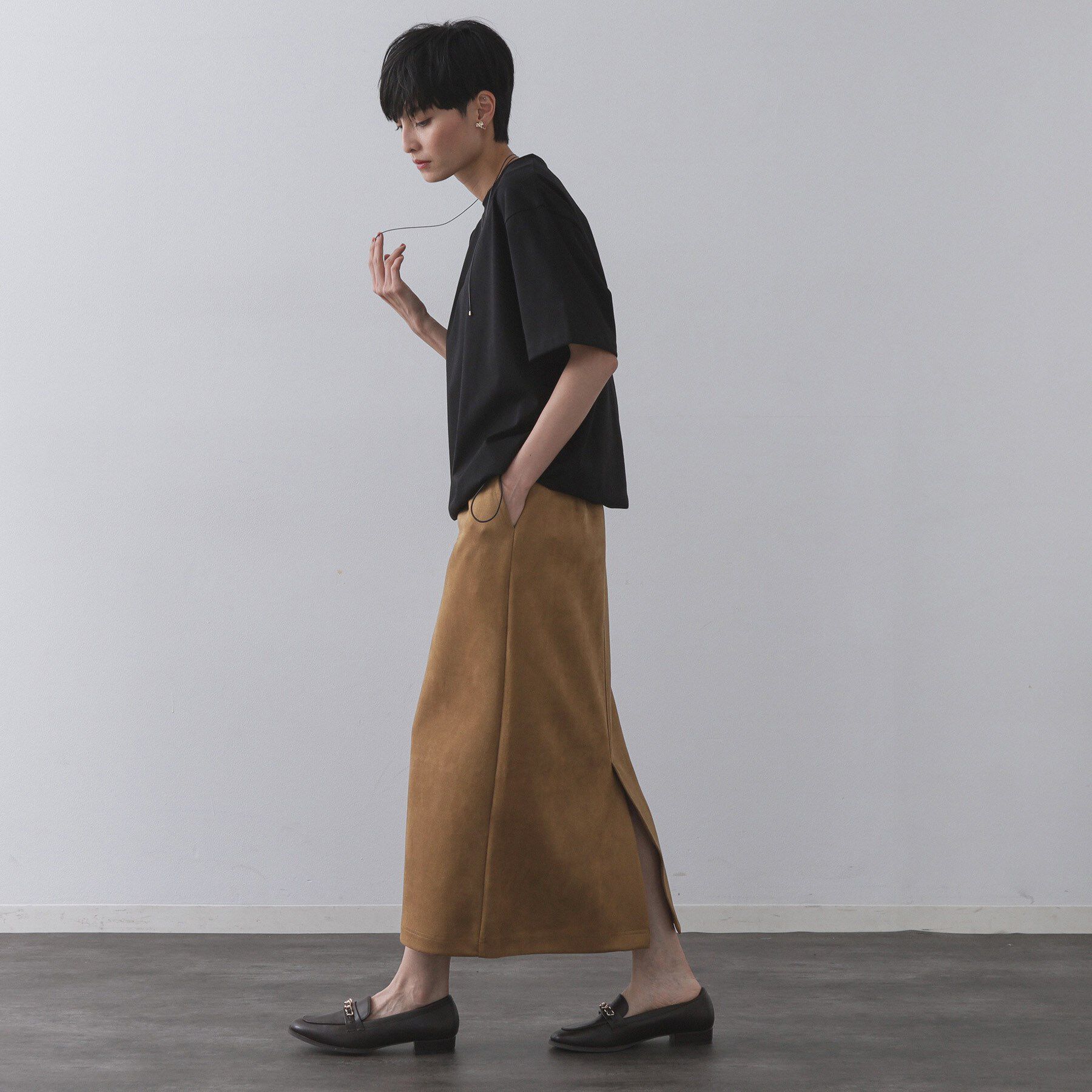 OPAQUE.CLIP「裾ドロストTシャツ【洗濯機洗い可】」|Tシャツ・カットソー|