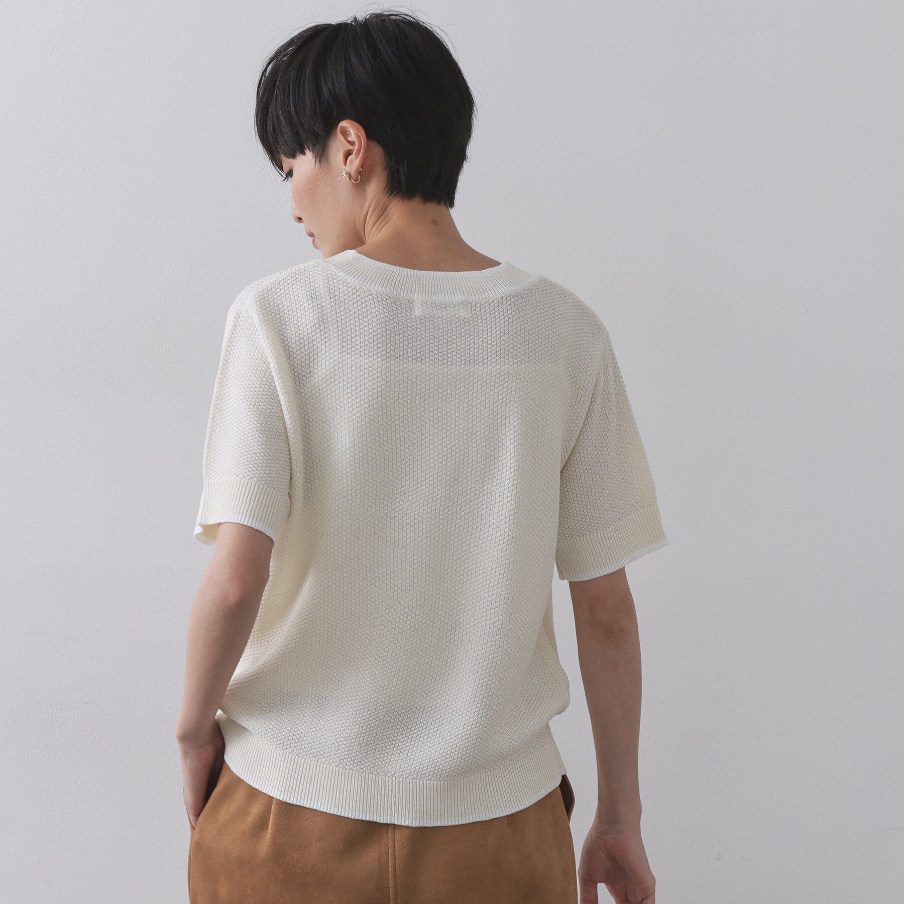 OPAQUE.CLIP「ツイードライクポケット付きニット【洗濯機洗い可/抗ピル】」|ニット・セーター|