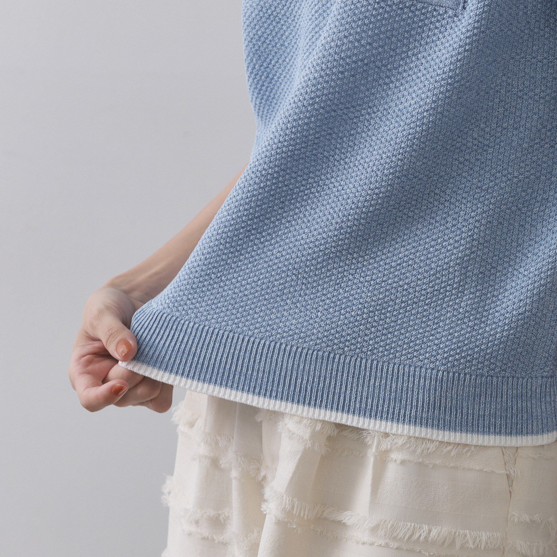 OPAQUE.CLIP「ツイードライクポケット付きニット【洗濯機洗い可/抗ピル】」|ニット・セーター|