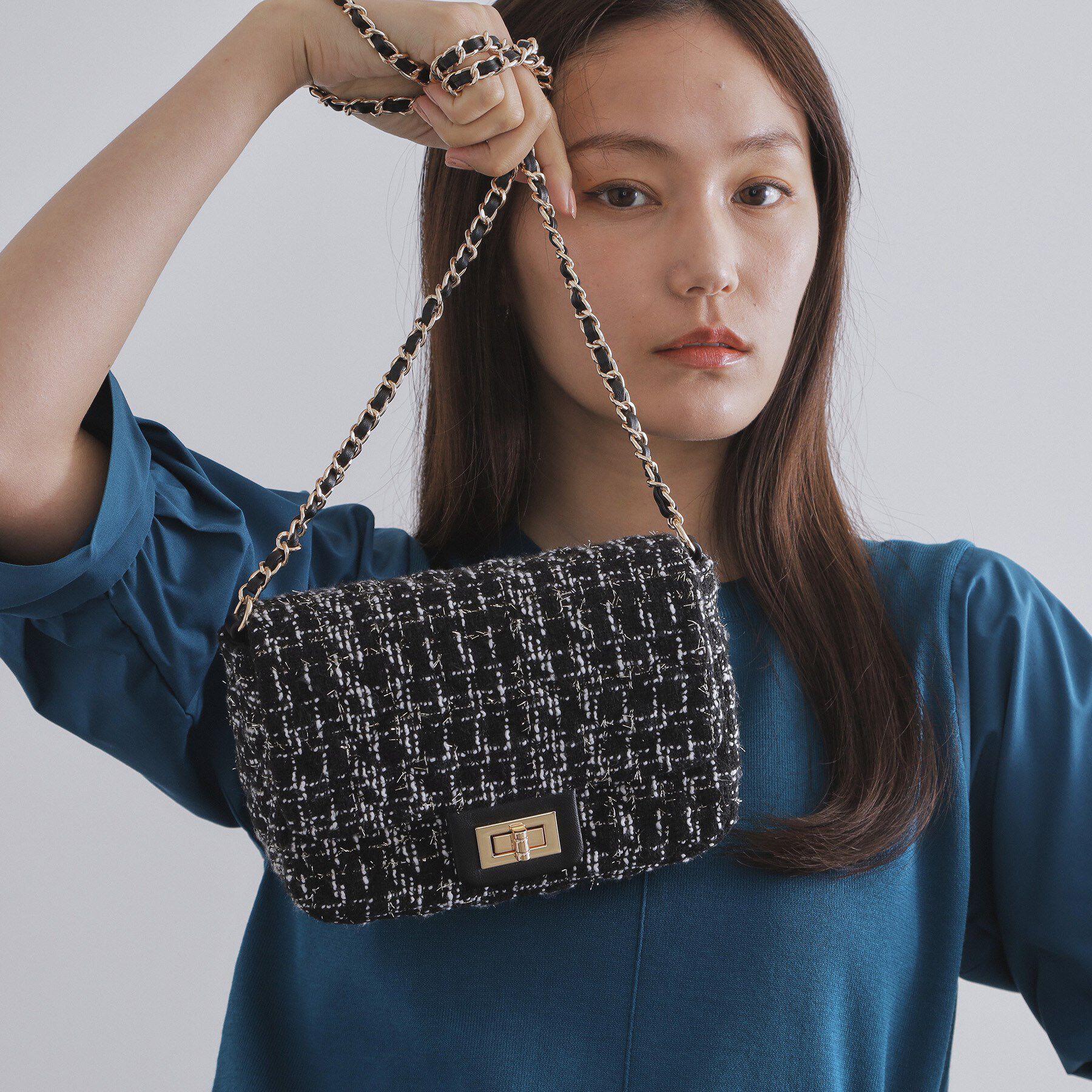 OPAQUE.CLIP「パフィーキルティングチェーンショルダーバッグ」|ショルダー・メッセンジャー|ブラック(219)