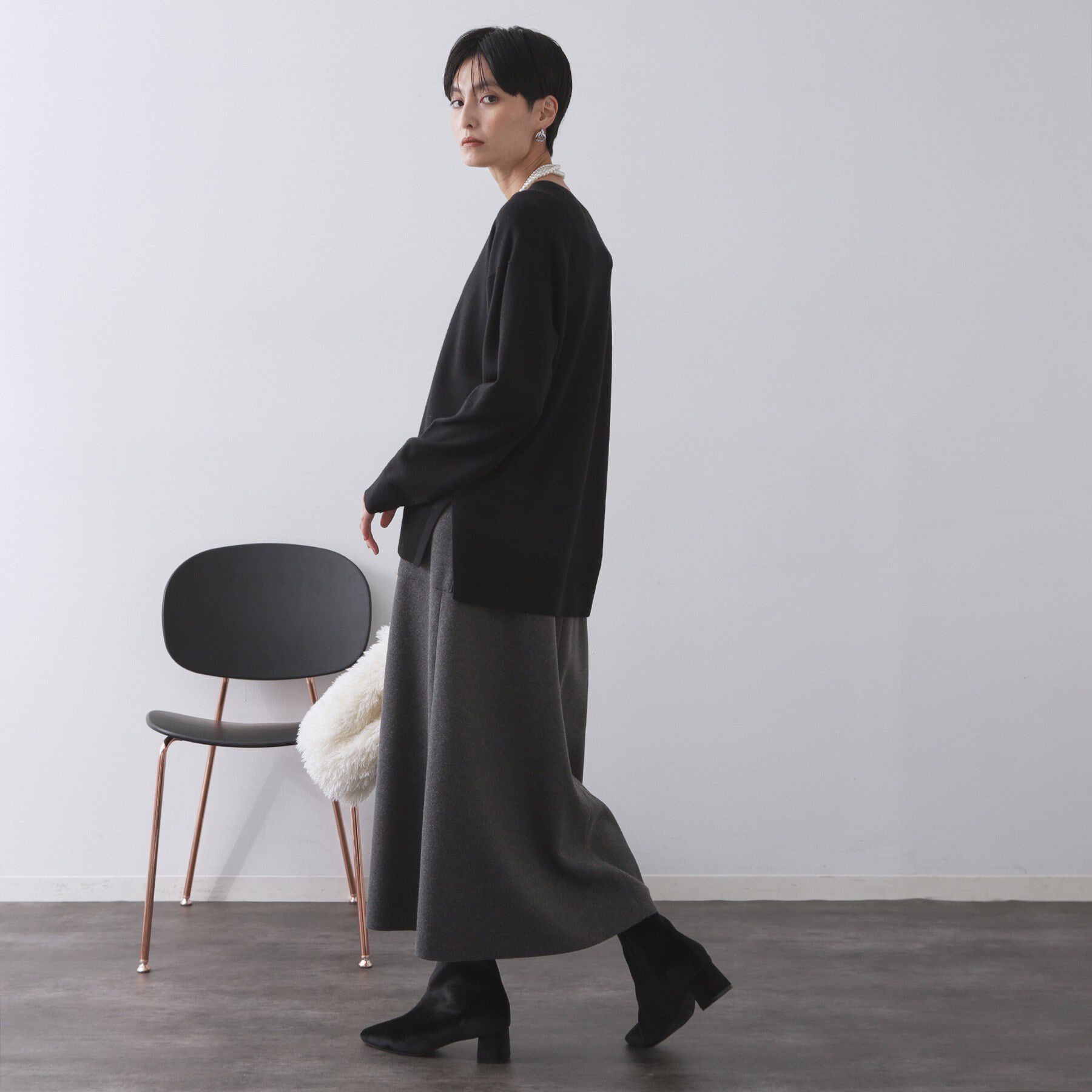 OPAQUE.CLIP「Vネックニット/エクストラファインメリノウール【THEシリーズ/洗濯機OK】」|ニット・セーター|