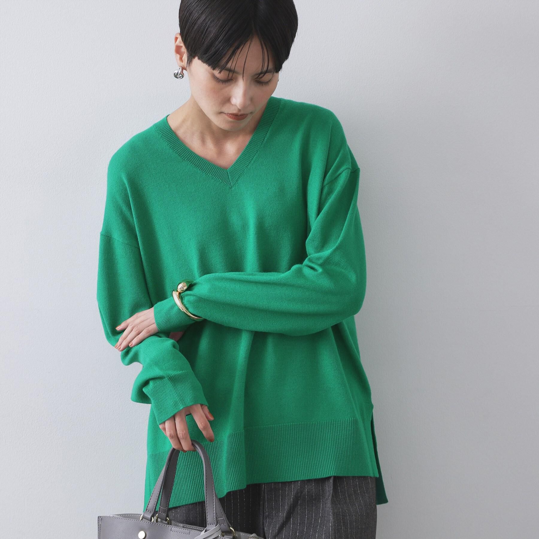 OPAQUE.CLIP「Vネックニット/エクストラファインメリノウール【THEシリーズ/洗濯機OK】」|ニット・セーター|