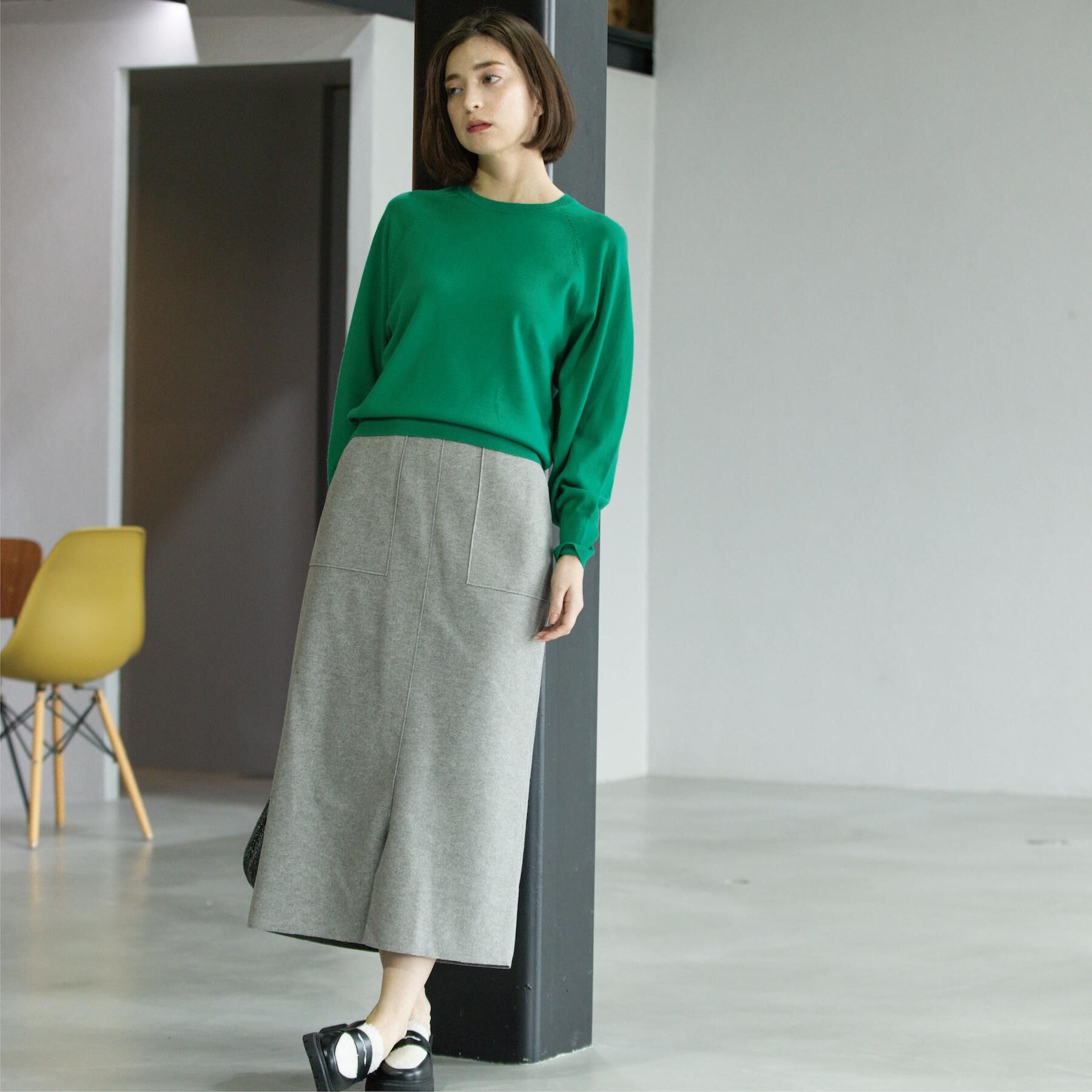 OPAQUE.CLIP「ラグランクルーネックニット/エクストラファインメリノウール【THEシリーズ/洗濯機OK】」|ニット・セーター|