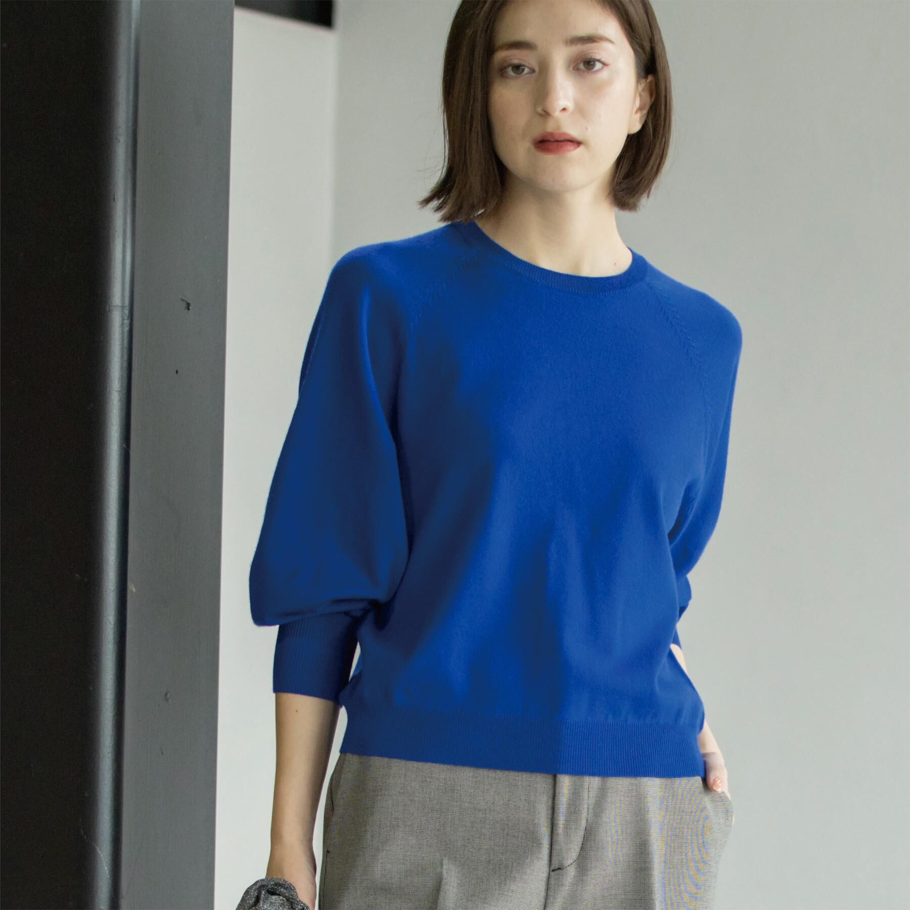 OPAQUE.CLIP「ラグランクルーネックニット/エクストラファインメリノウール【THEシリーズ/洗濯機OK】」|ニット・セーター|