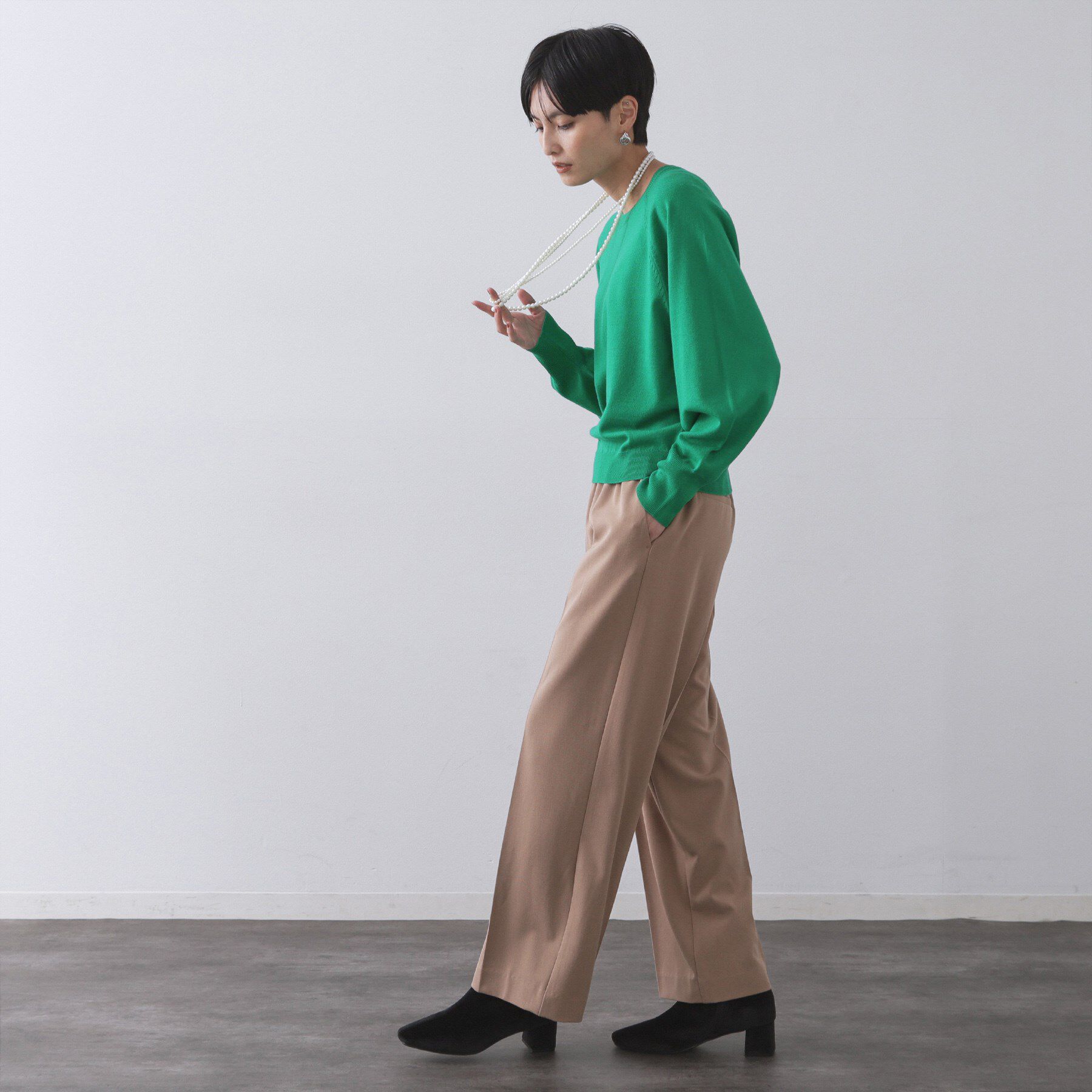 OPAQUE.CLIP「ラグランクルーネックニット/エクストラファインメリノウール【THEシリーズ/洗濯機OK】」|ニット・セーター|