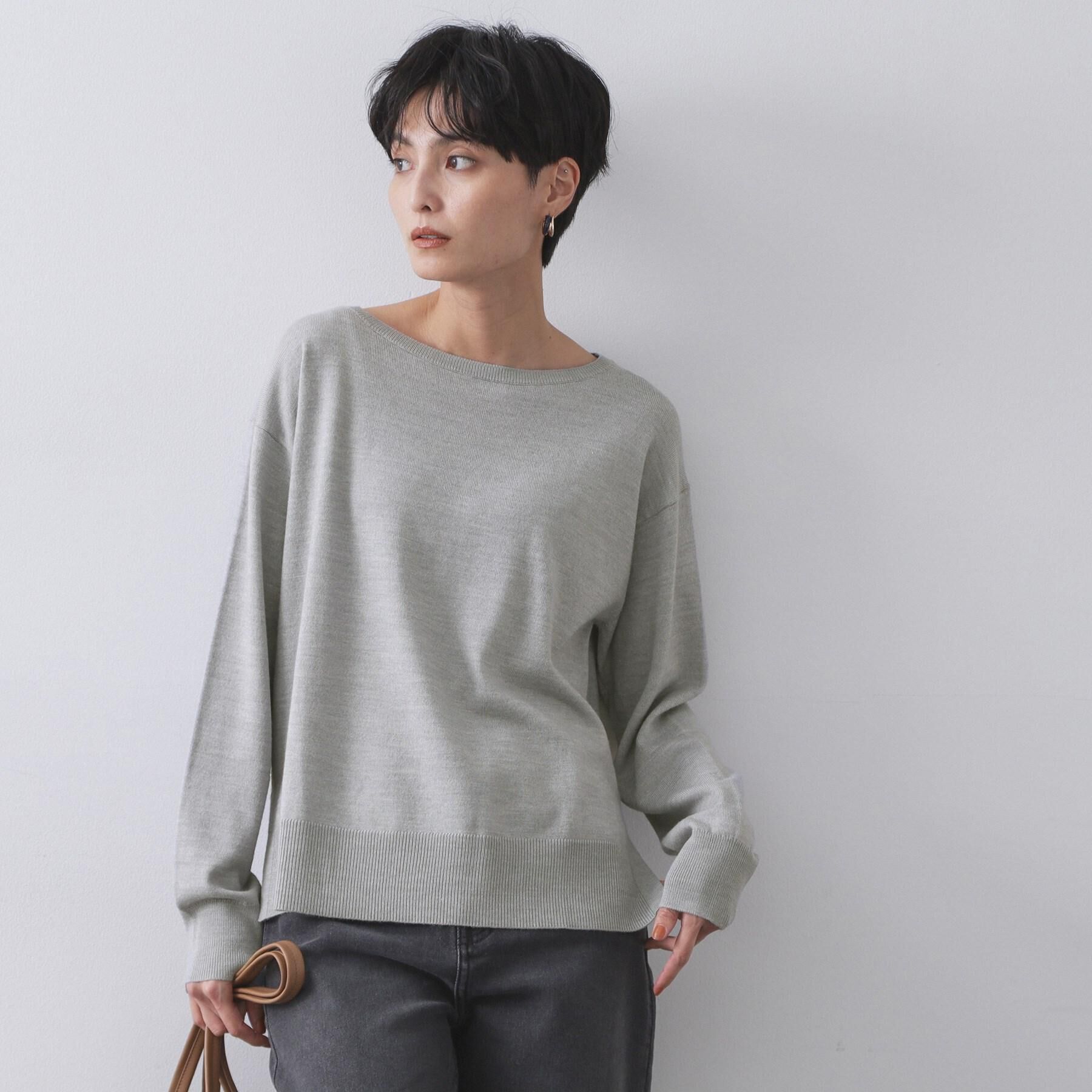 OPAQUE.CLIP「ボートネックニット/エクストラファインメリノウール【THEシリーズ/洗濯機OK】」|ニット・セーター|