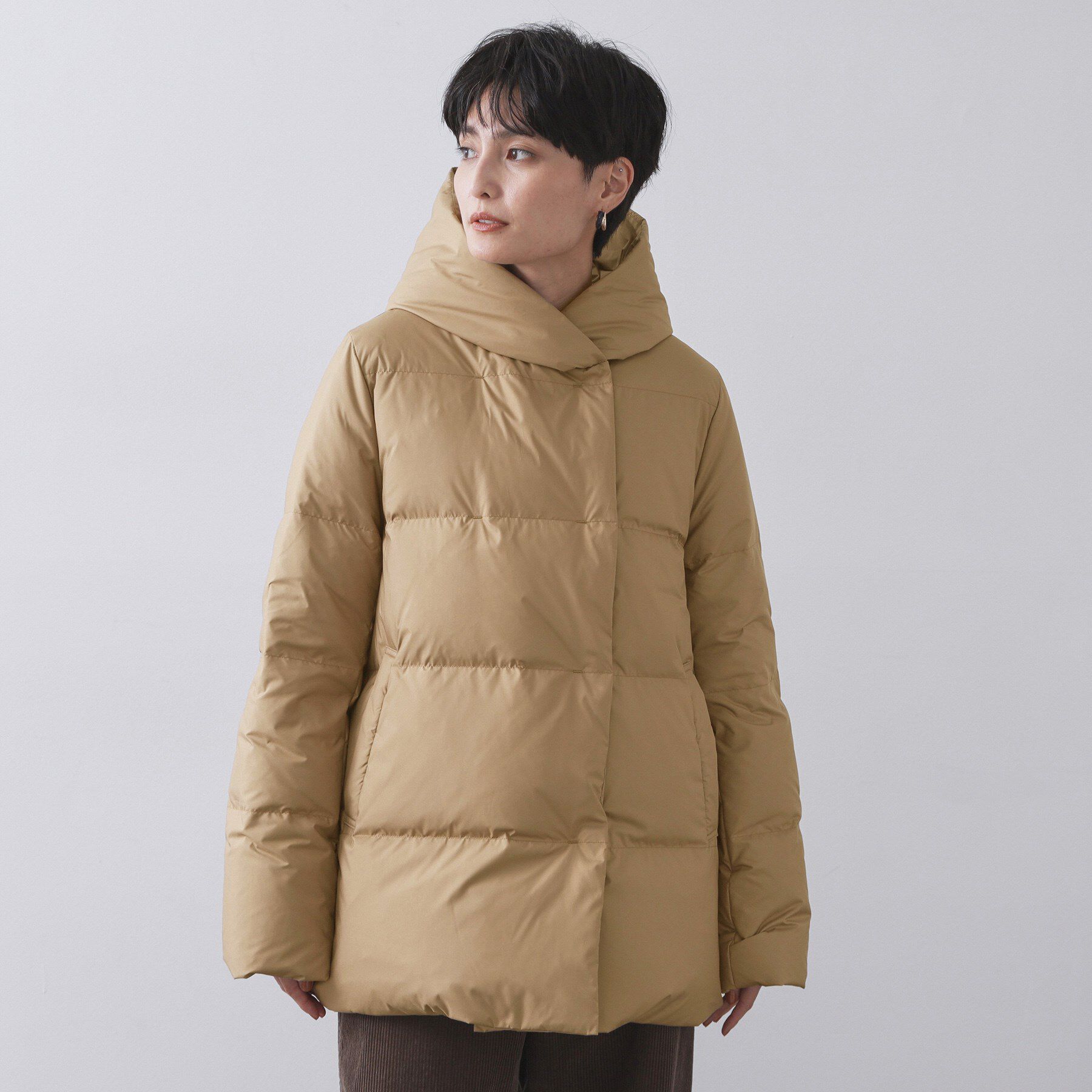 OPAQUE.CLIP「撥水フードミドルダウンコート【防風/抗菌防臭/洗濯機OK】《S～LL》」|ダウン|