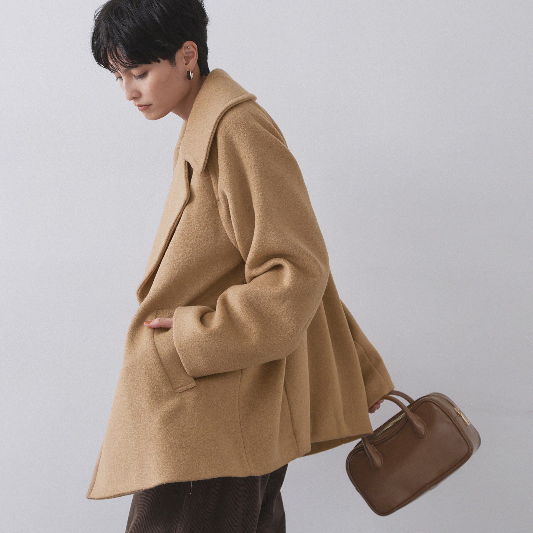 OPAQUE.CLIP「カシミヤブレンドウールミドルピーコート」|ピーコート|