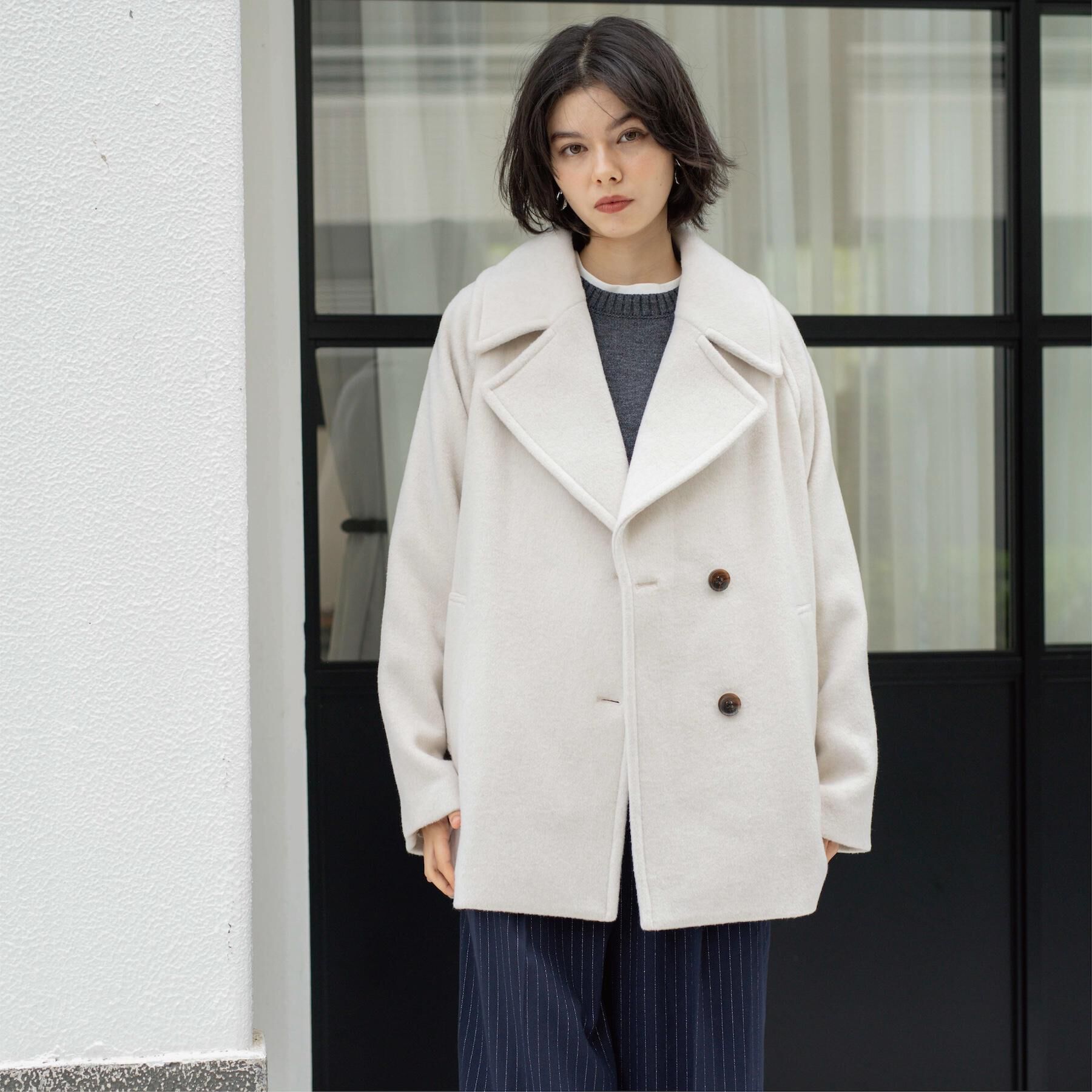 OPAQUE.CLIP「カシミヤブレンドウールミドルピーコート」|ピーコート|