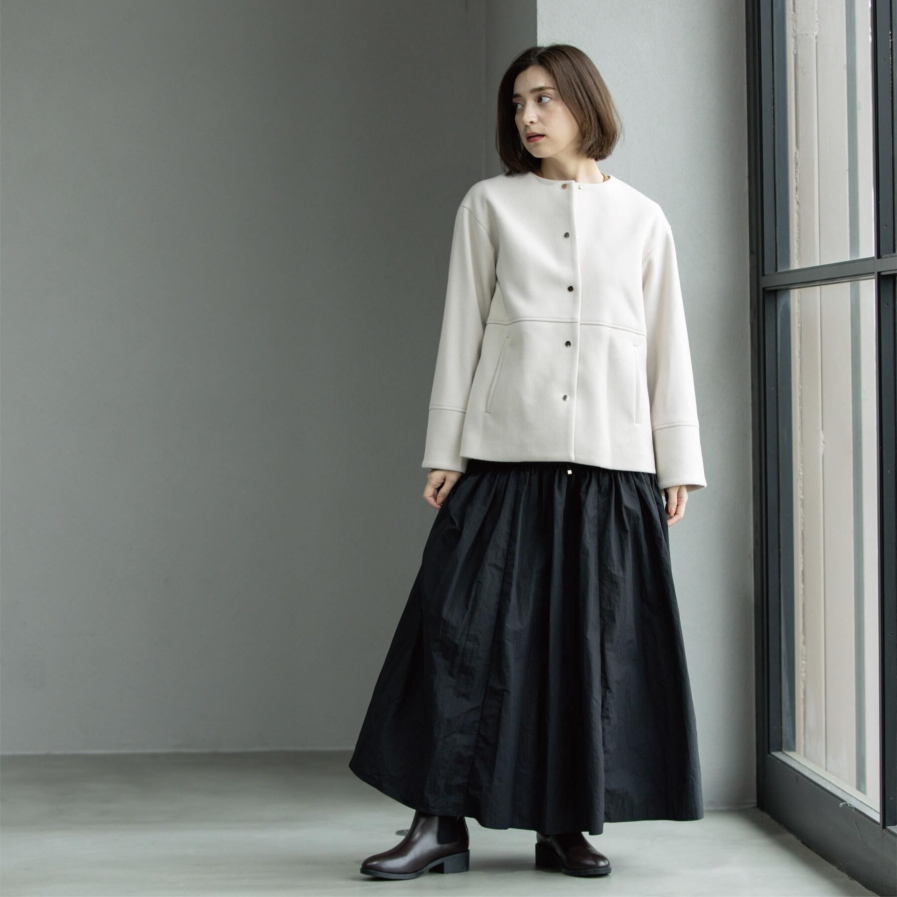 OPAQUE.CLIP「ウールライクメルトンノーカラーコート【洗濯機洗い可】」|ノーカラーコート|