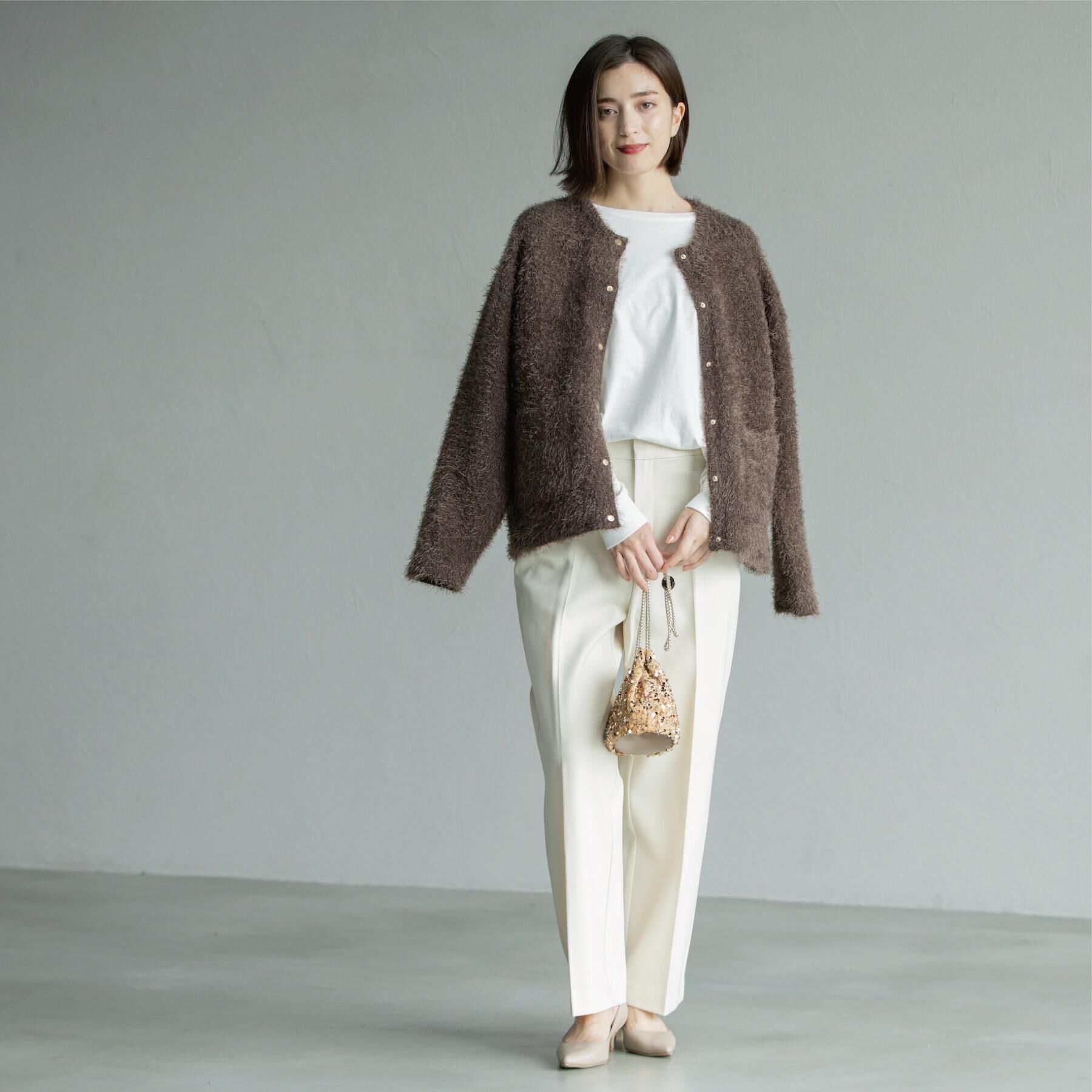 OPAQUE.CLIP「シャギーミドルカーディガン【洗濯機OK】《6col》」|カーディガン|