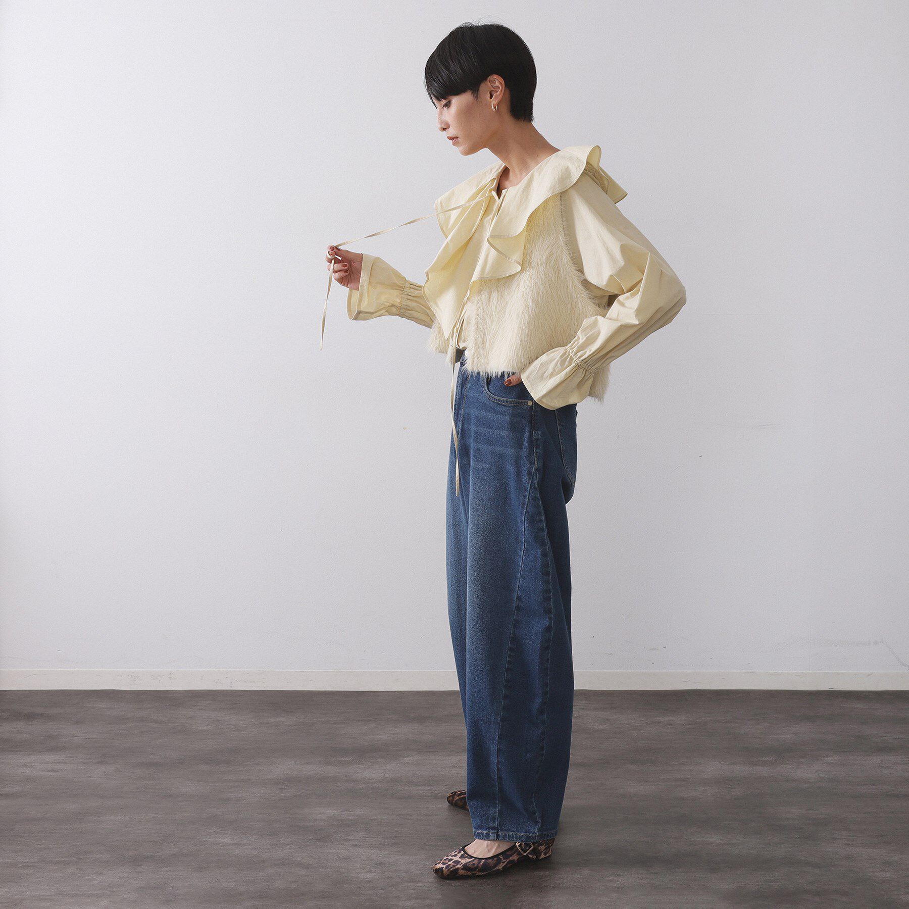 OPAQUE.CLIP「《andGIRL掲載》シャギーニット ショートベスト【洗濯機OK】」|ベスト・ジレ|