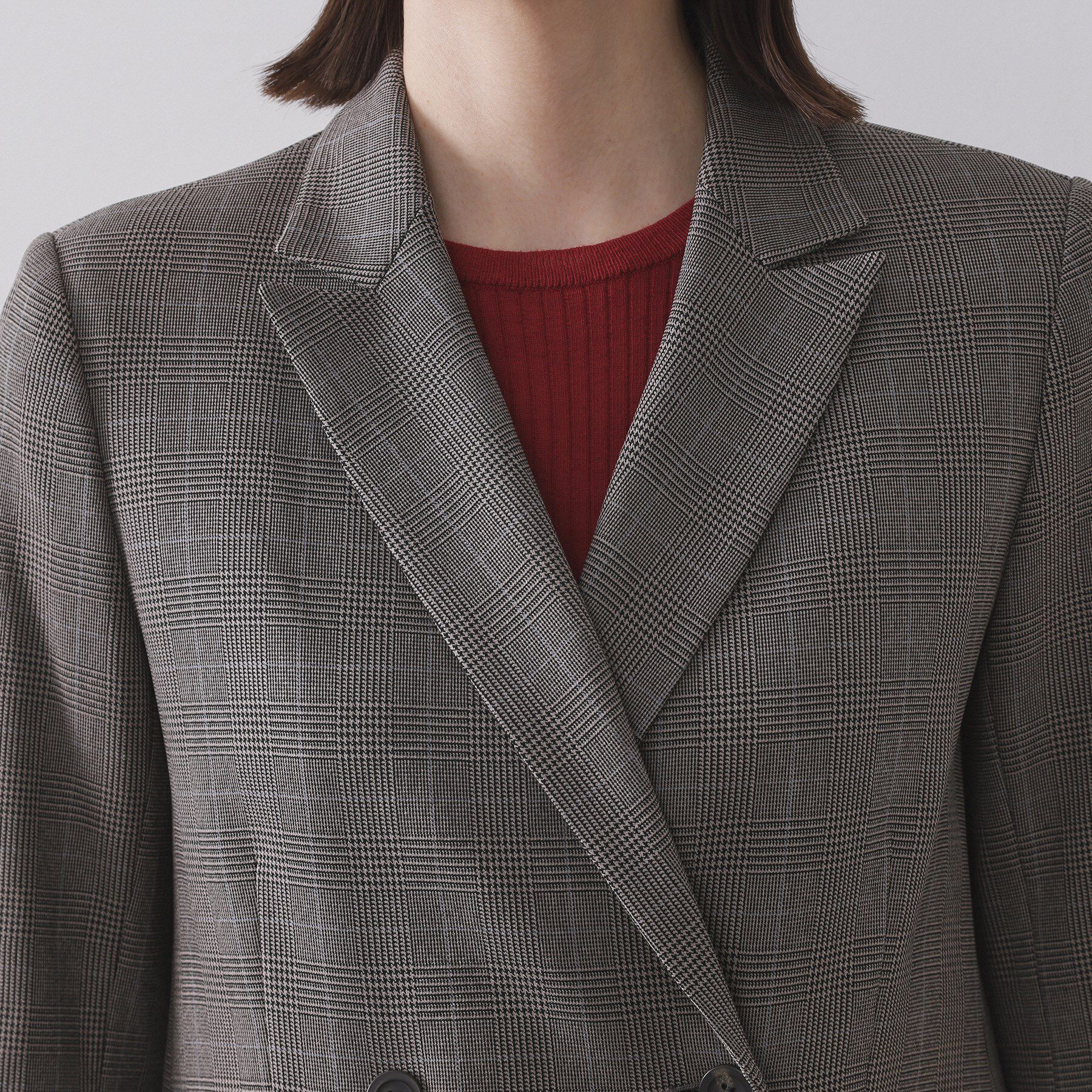 OPAQUE.CLIP「グレンチェックダブルジャケット/セットアップ対応可【洗える】」|テーラードジャケット|