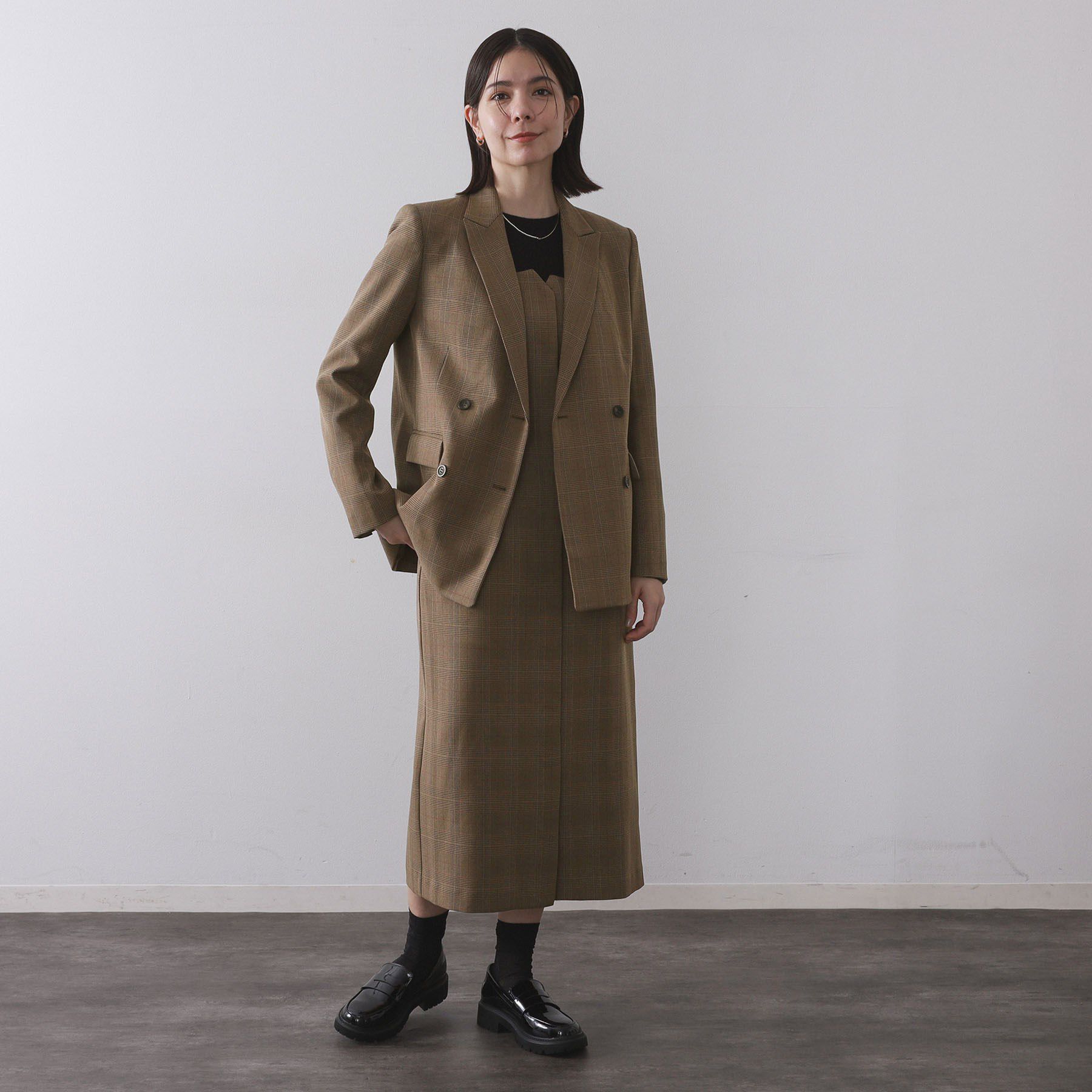 OPAQUE.CLIP「グレンチェックダブルジャケット/セットアップ対応可【洗える】」|テーラードジャケット|