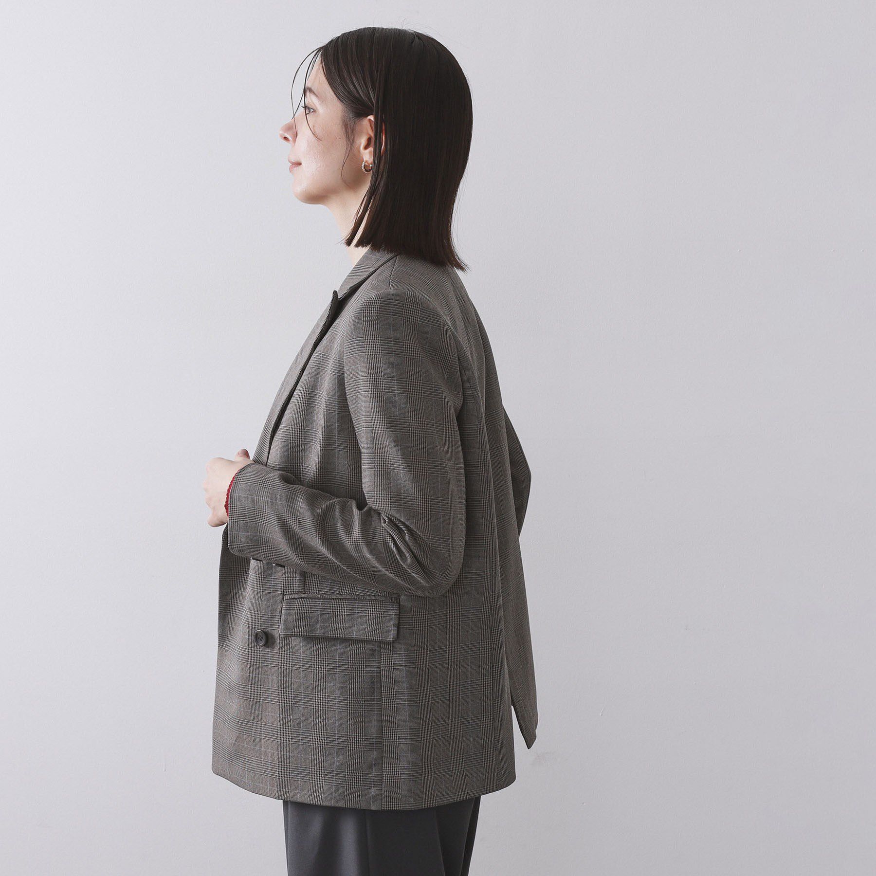 OPAQUE.CLIP「グレンチェックダブルジャケット/セットアップ対応可【洗える】」|テーラードジャケット|