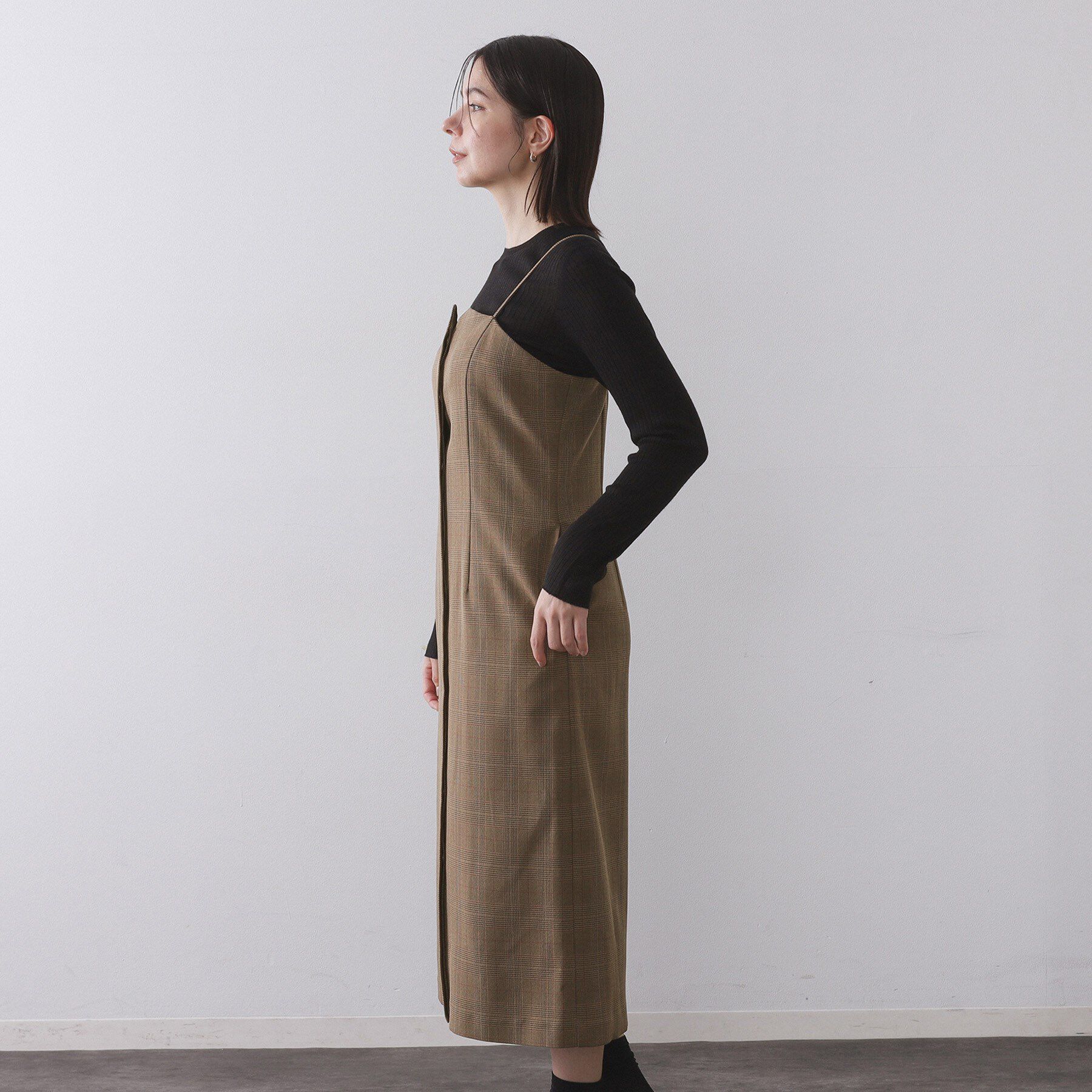 OPAQUE.CLIP「グレンチェックキャミワンピース/セットアップ対応可【洗濯機OK】」|ワンピース|