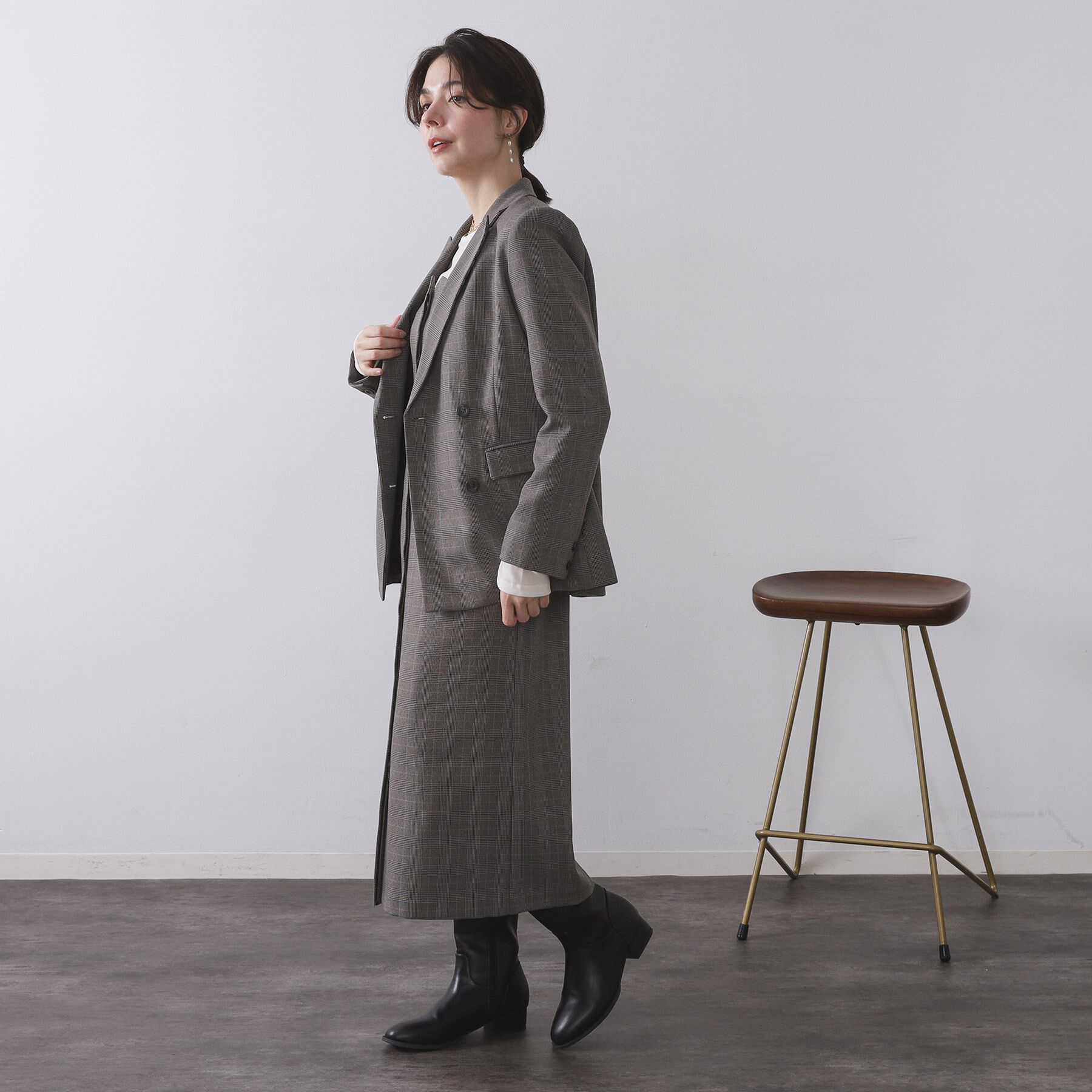 OPAQUE.CLIP「グレンチェックキャミワンピース/セットアップ対応可【洗濯機OK】」|ワンピース|