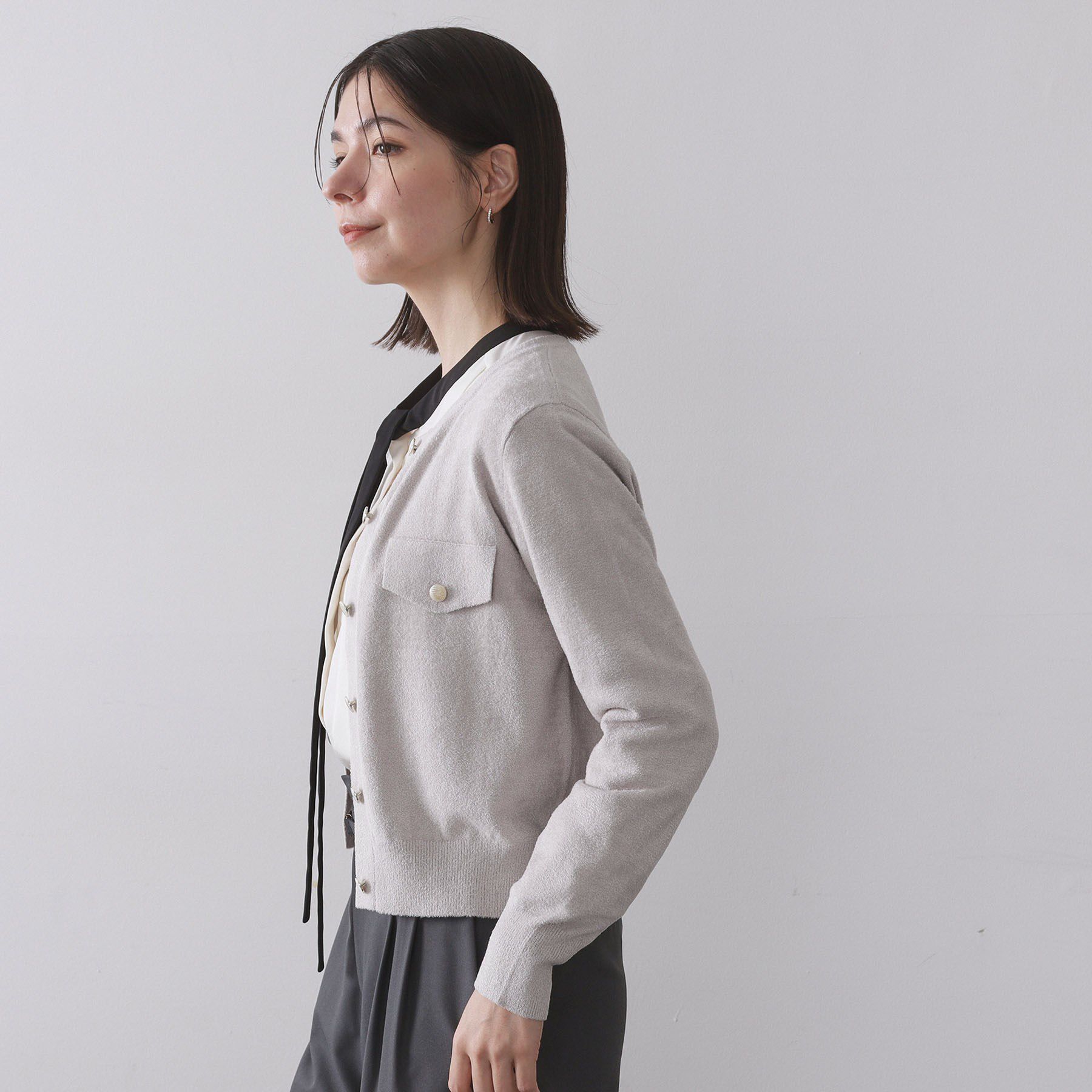 OPAQUE.CLIP「モールニットクルーカーディガン【洗濯機OK】」|カーディガン|